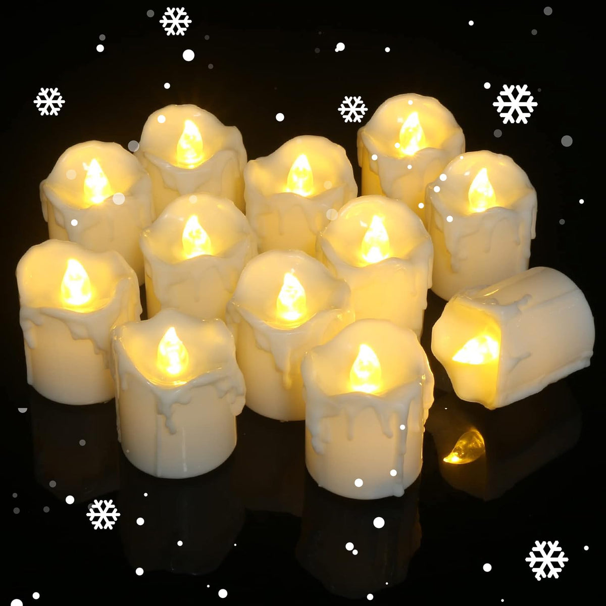 Aulaygo 12Pcs Battery Operated Tea Lights Votive Flameless Candles With Timer 6Hrs On 18 Hrs Off For Christmas Thanksgiving Home