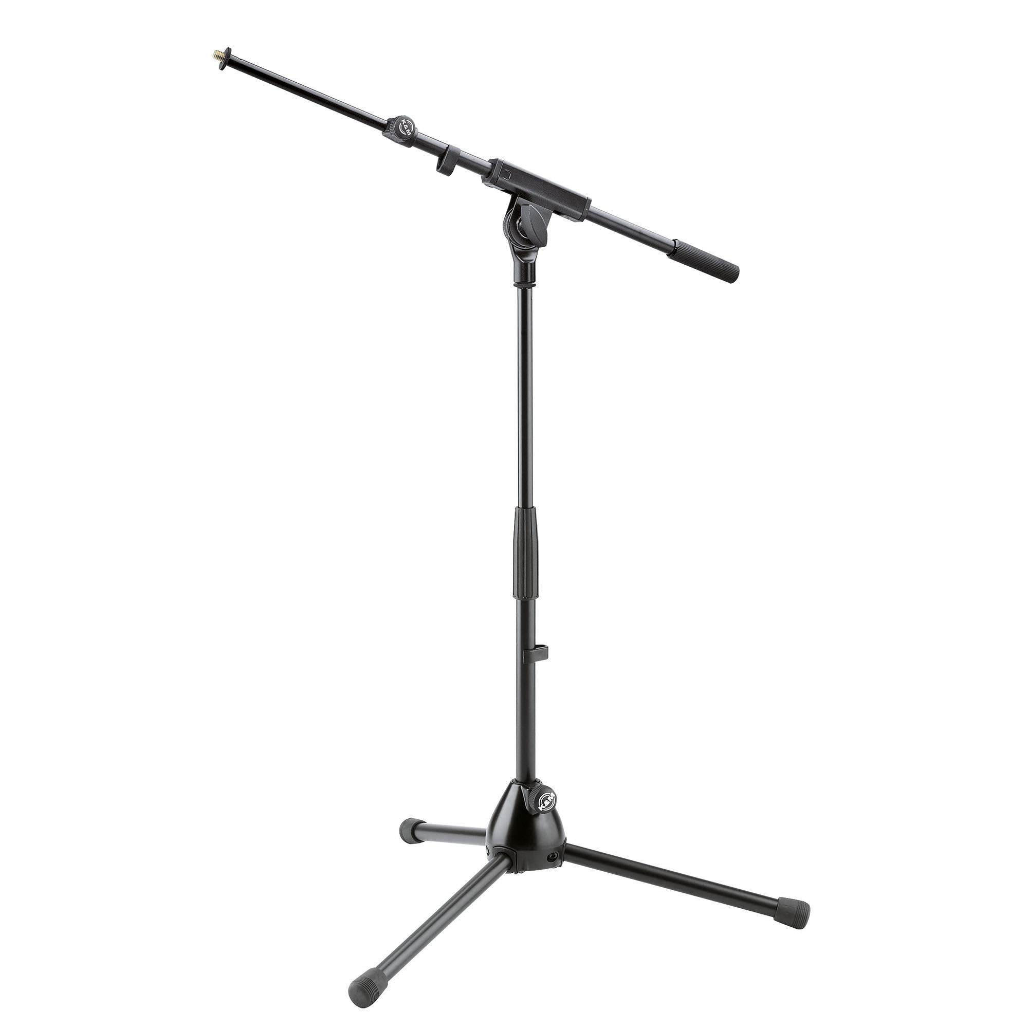 K&M K�nig & Meyer 25977.500.55 Microphone Stand   Adjustable Telescoping 2 Piece Boom Arm   Shorter Low Level Height With Folding Leg Base   Professional Grade   German Made   Black
