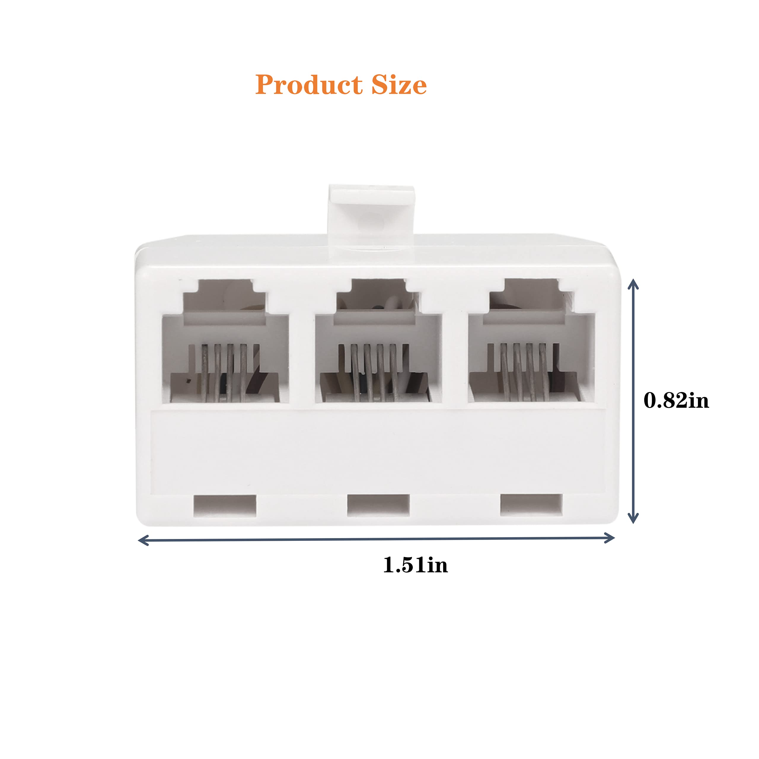 Vthahaby Duplex Jack Phone Wall Adapter 1 To 2 Modular Wall Jack Phone Line Rj11 Converter Adapter Splitter For Home Office Adsl Dsl Fax Model Cordless Phone System (3 Way Splitter(3Pack)