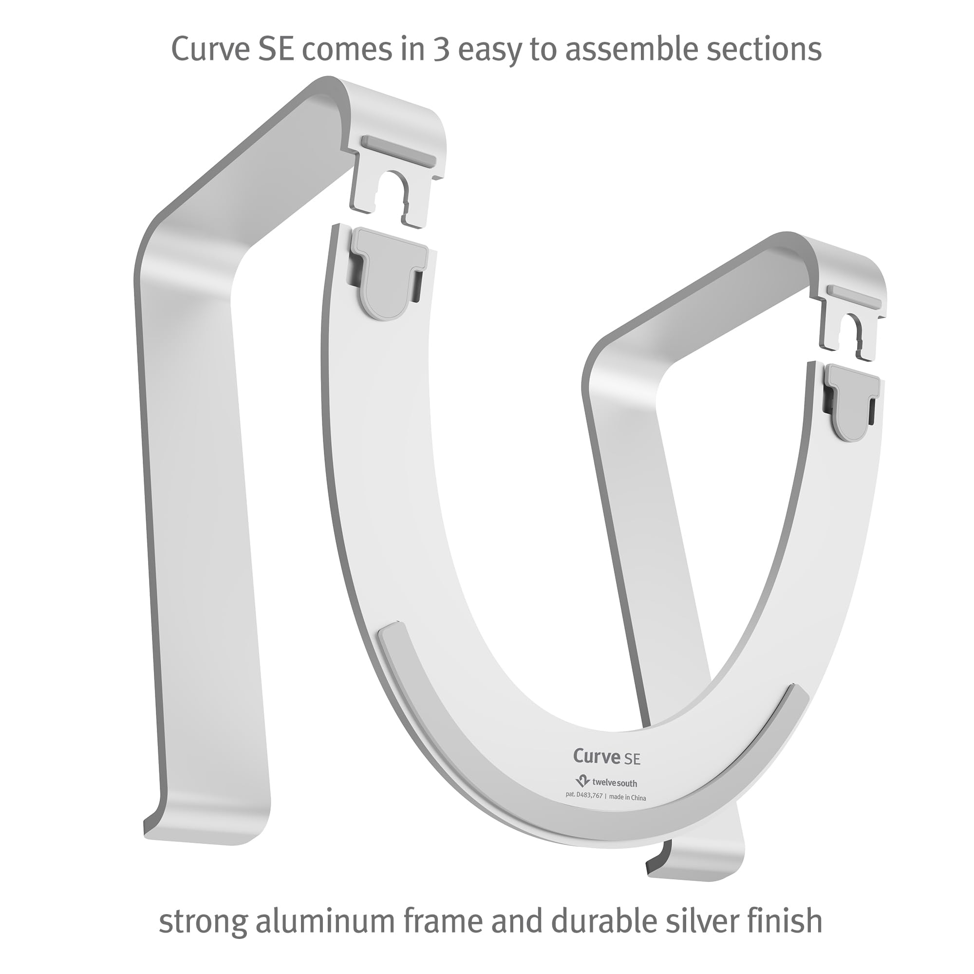 Twelve South Curve Se For Macbooks And Laptops | Aluminum Ergonomic Desktop Cooling Stand For Home Or Office, Silver