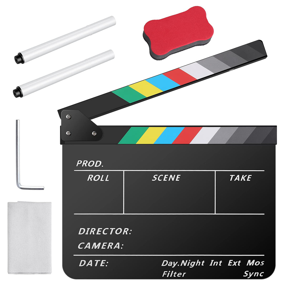 Temery Acrylic Film Clapper Board -12 X 10In Film Slate Clapperboard Movie Theater Decor Clapboard With A Magnetic Blackboard Er
