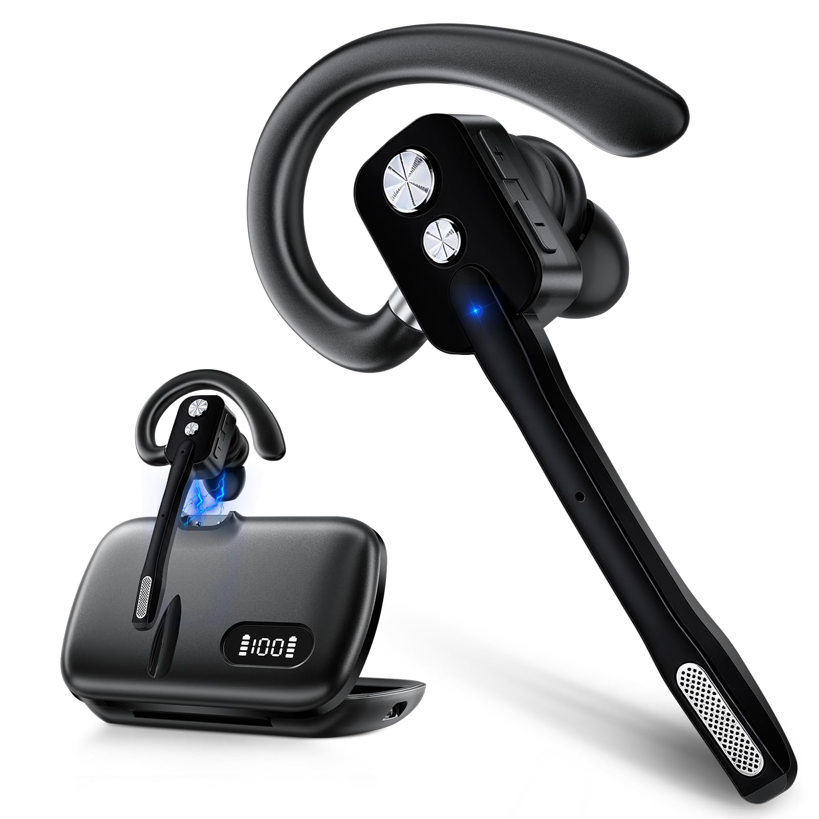 Swiitech Bluetooth Headset, Wireless Headset with DualMics & Noise Cancelling, Bluetooth Earpiece with Mute, V5.3 HandsFree He