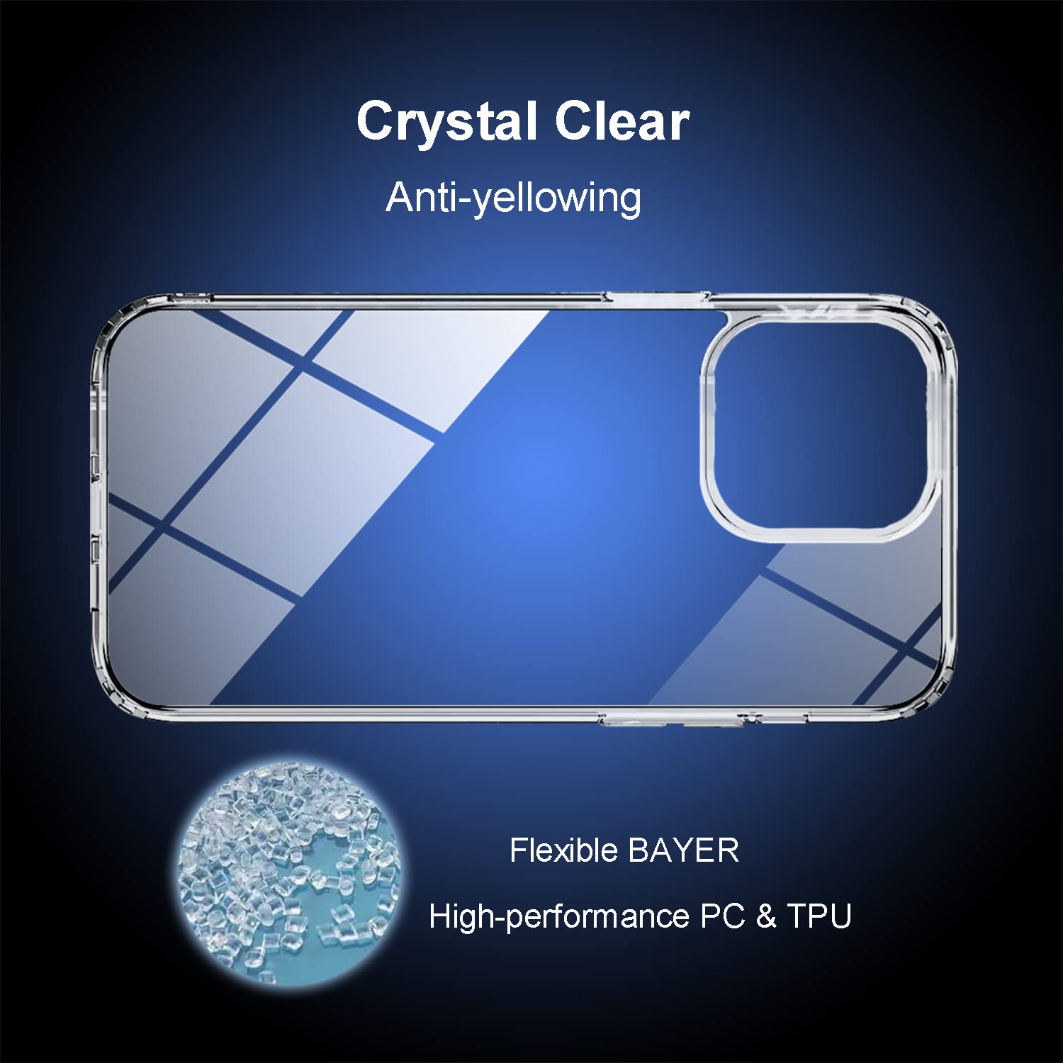 Tenoc Phone Case Compatible With Iphone 14 Pro, Clear Case Non Yellowing Protective Bumper Hard Back Cover For 6.1 Inch