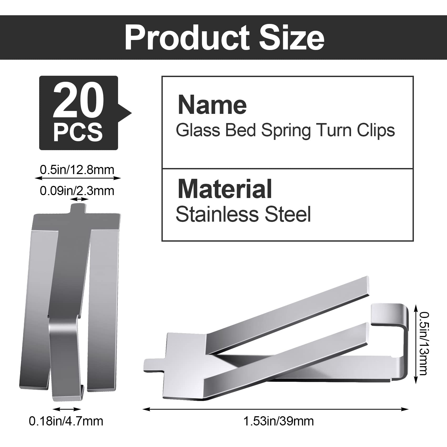 Pagow 20Pcs Glass Bed Spring Turn Clips For Ender 3 Pro, Ender 3S, Ender 5 Pro, Cr 20 Pro, Cr 10S Pro 3D Printer
