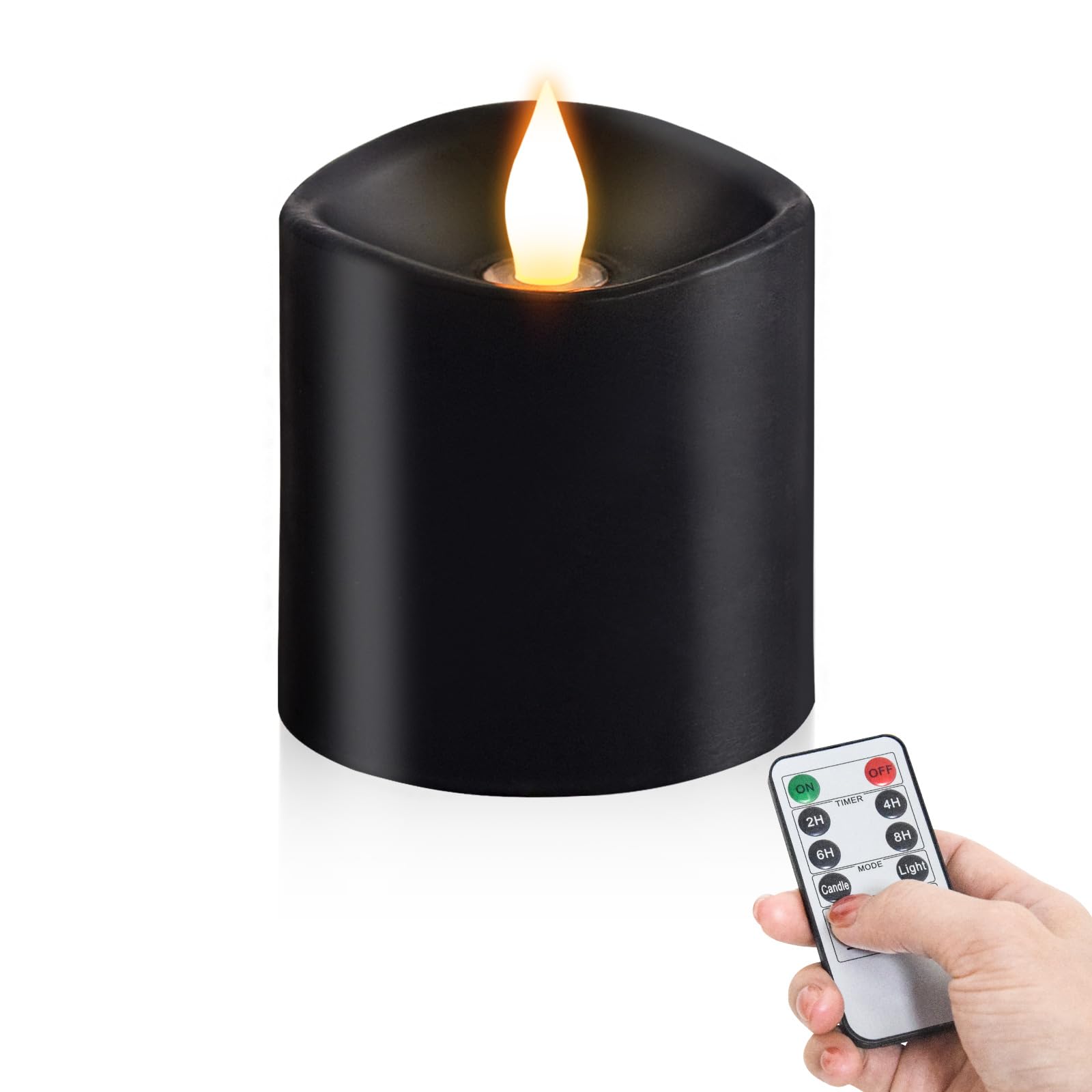 Milysoek 3X3 Flickering Flameless Candles, Real Wax Led, Black