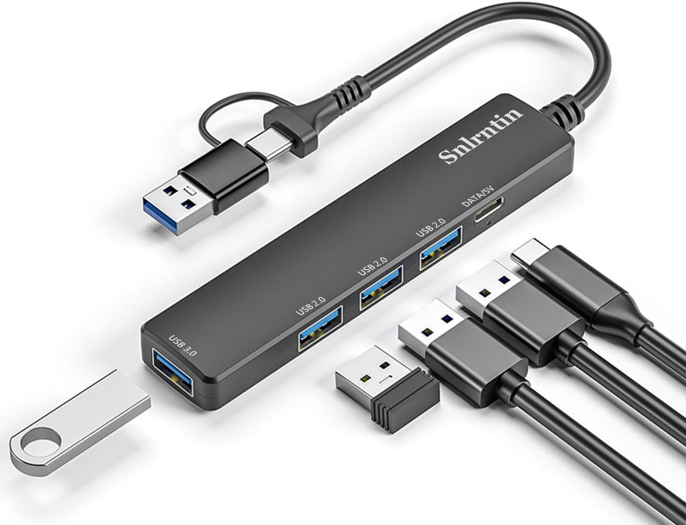 Usb 3.0 Hub With Usb C Data Port, 2 In 1 Usb Hub 5 Ports, Portable Usb Splitter For Laptop, Usb C Extender For Macbook Pro, Imac