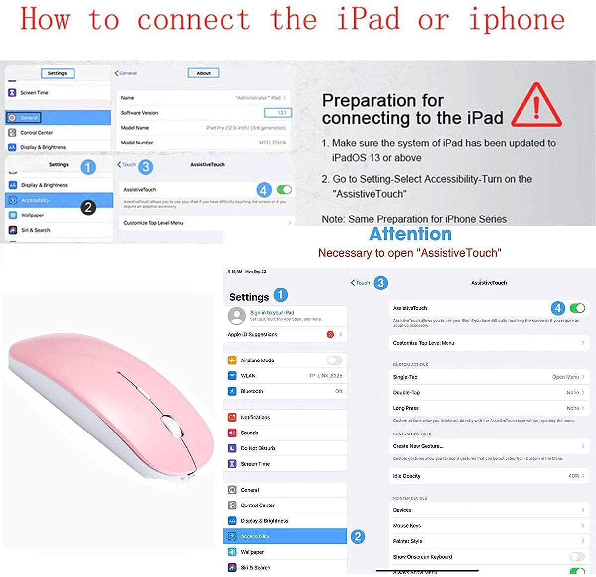 Zeru Rechargeable Bluetooth Mouse Wireless Mouse For Macbook Pro Air Bluetooth Wireless Mouse For Laptop Pc Computer Mac