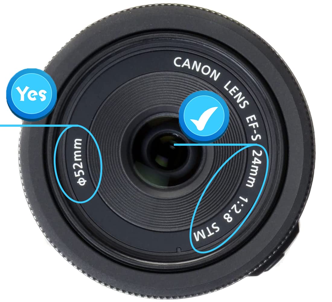 52Mm Lens Cap Cover For Canon Ef S 24Mm F/2.8 Stm,Rf 24Mm F1.8 Macro Is Stm,Huipuxiang[2 Pack]