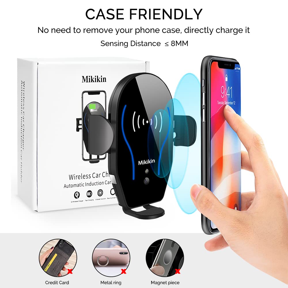 Wireless Car Charger, Auto-Clamping Car Phone Holder Mount 10W Fast Charging Air Vent Car Charger Compatible With Iphone 16 15 1