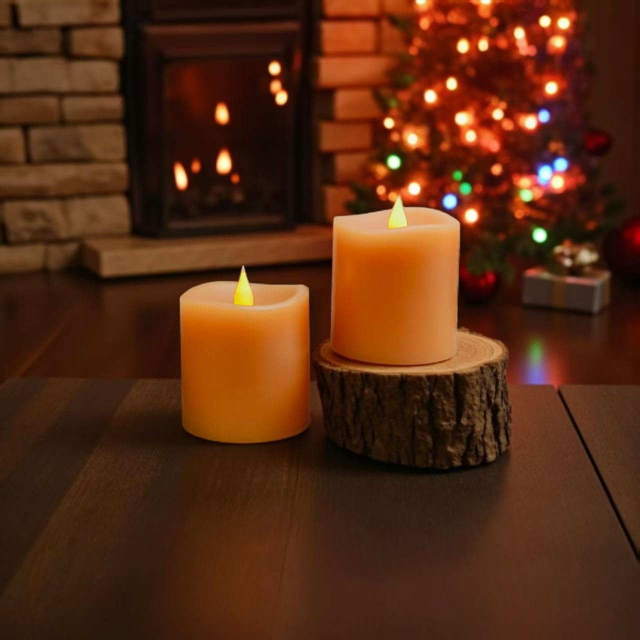 Fall Flameless Led Candles 3 Inch Diameter Real Wax 2Aa Battery Operated 600Hr+ Flickering Candles With Timer Remote Control For