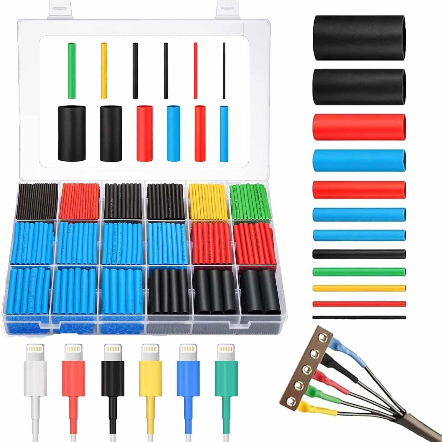 Kridarsh Electrical Wire Cable Sleeving Wrap 560Pieces Heat Shrink Tubing 2:1 Cable Wrap Assortment Electric Insulation Heat Sh