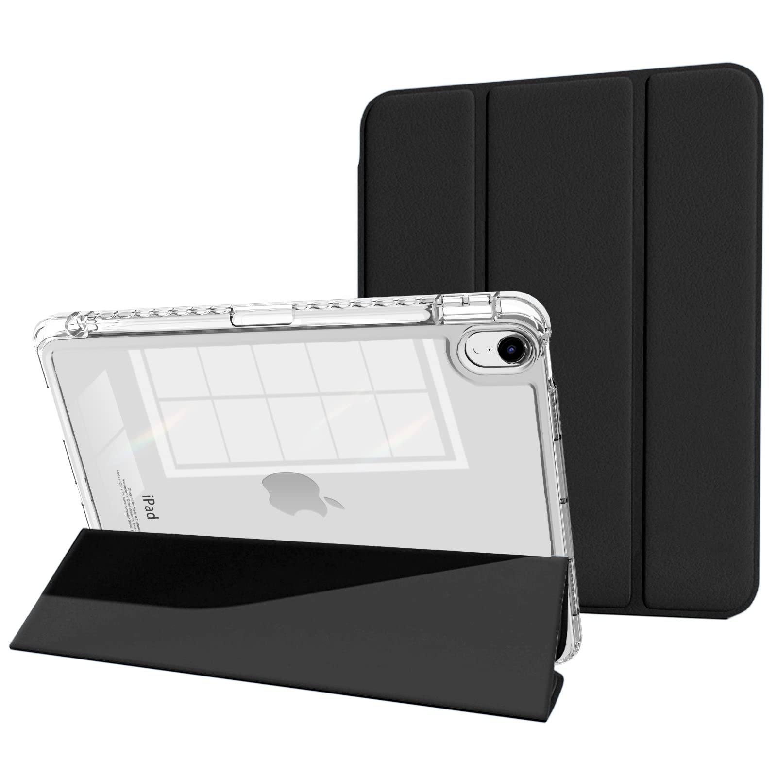 Mygroo For Ipad Air 6Th Generation Case 2024 With Pencil Holder, Air 5Th Generation Case, Slim Smart Cover With Clear Back Shell