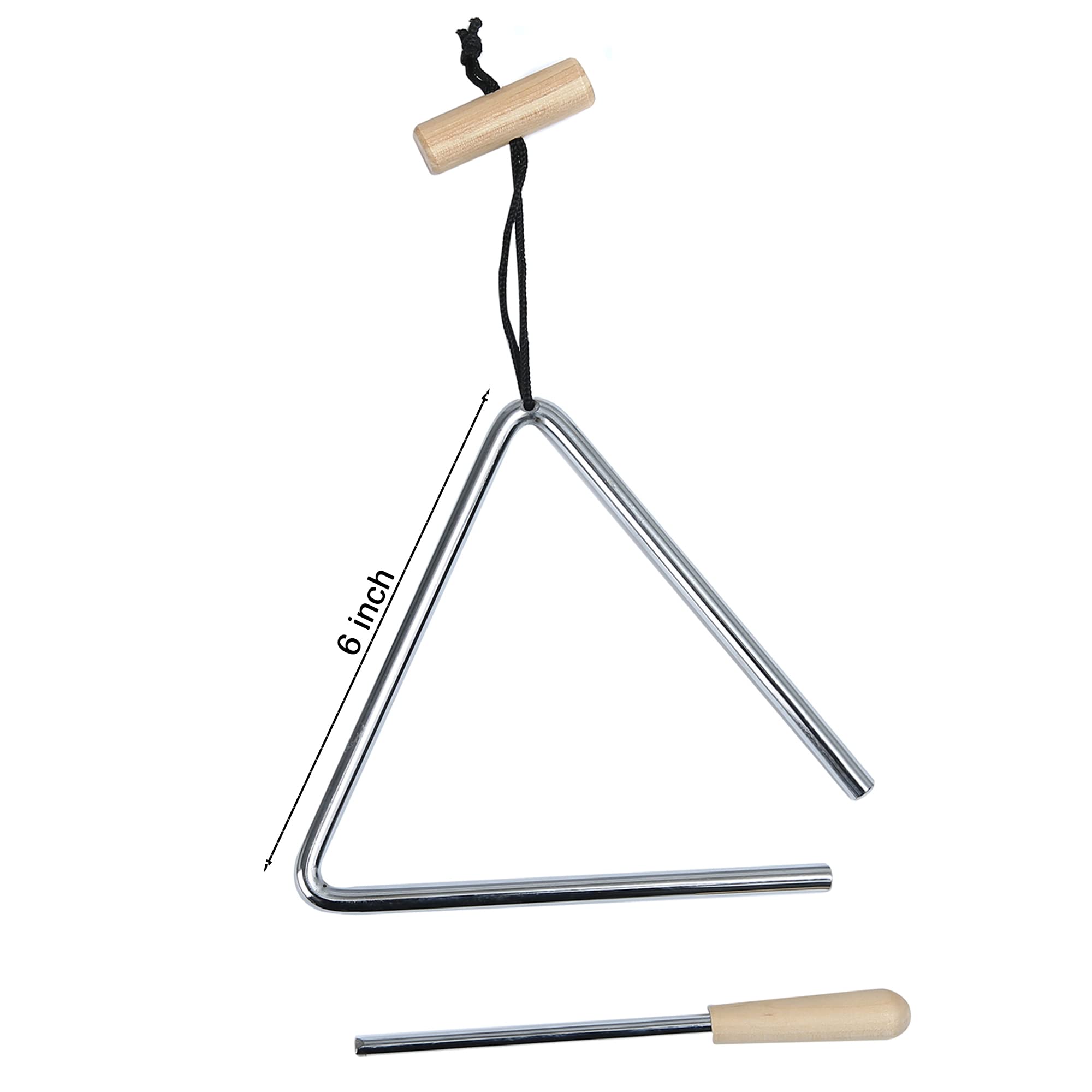 6 Inch Musical Triangle Instrument, Steel Triangle Percussion Bell With Striker