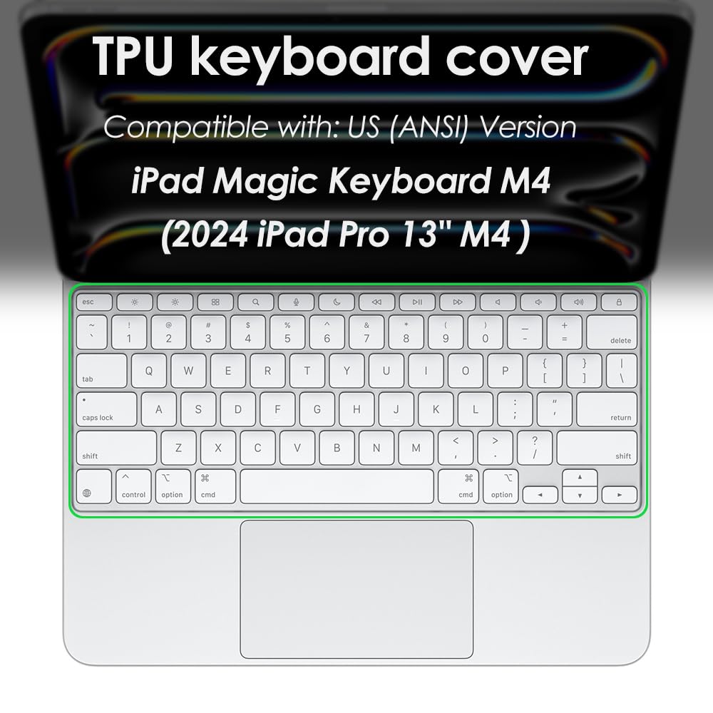 Proelife Keyboard Cover Skin For 2024 Ipad Pro 13 Inch M4 Chip (A2925/A2926) Magic Keyboard Us Enter Tpu Protector For Newest Ip