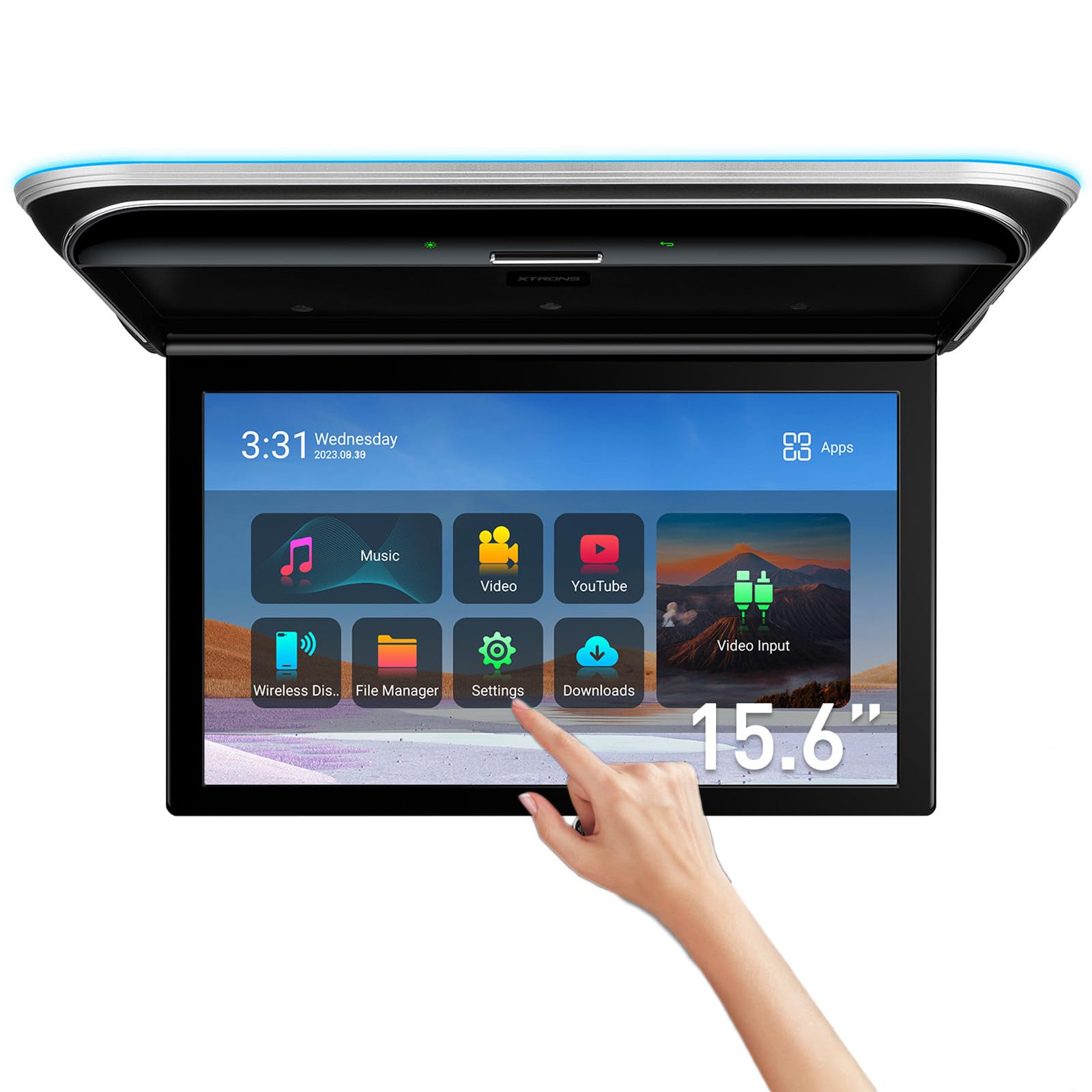 Xtrons Android Car Overhead Player 15.6    Wide Ips Touch Screen 8K Video Car Roof Mount Monitor With Built In Stereo Speakers F