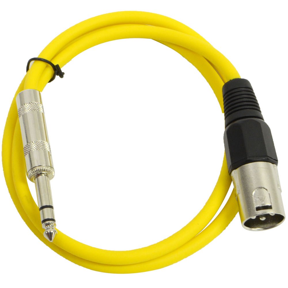 Seismic Audio - SATRXL-M2 - Yellow 2 XLR Male to 1/4 TRS Patch Cable