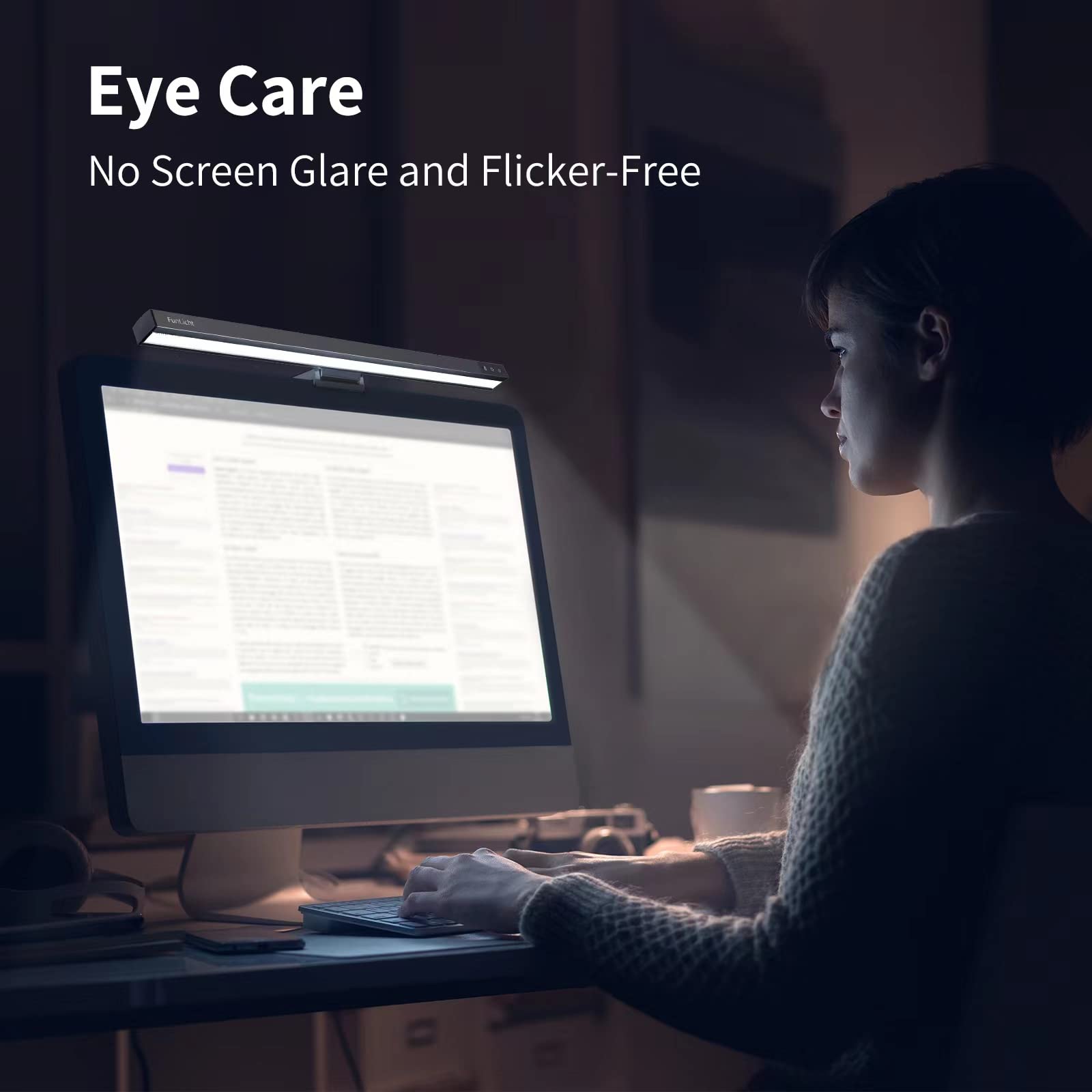 Funlicht Monitor Light Bar, Computer Monitor Lamp For Eye Caring Led Dimmable Screen Light Bar, Touch Control Usb Powered Screen