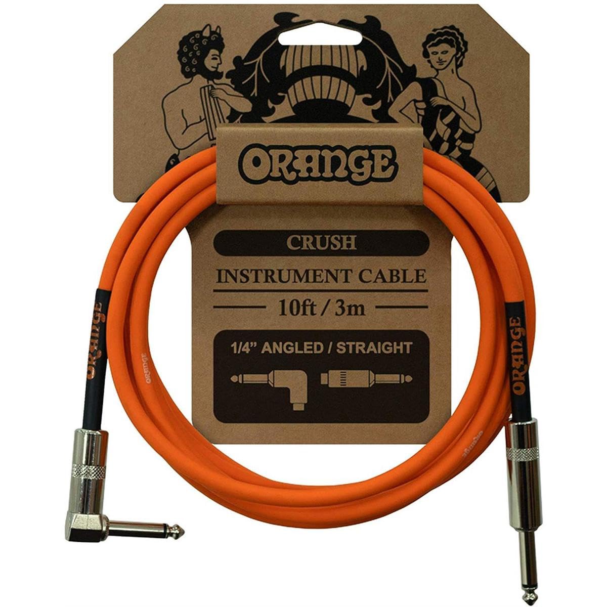 Orange Crush 10' Instrument Cable With Angled To Straight Connector, Orange