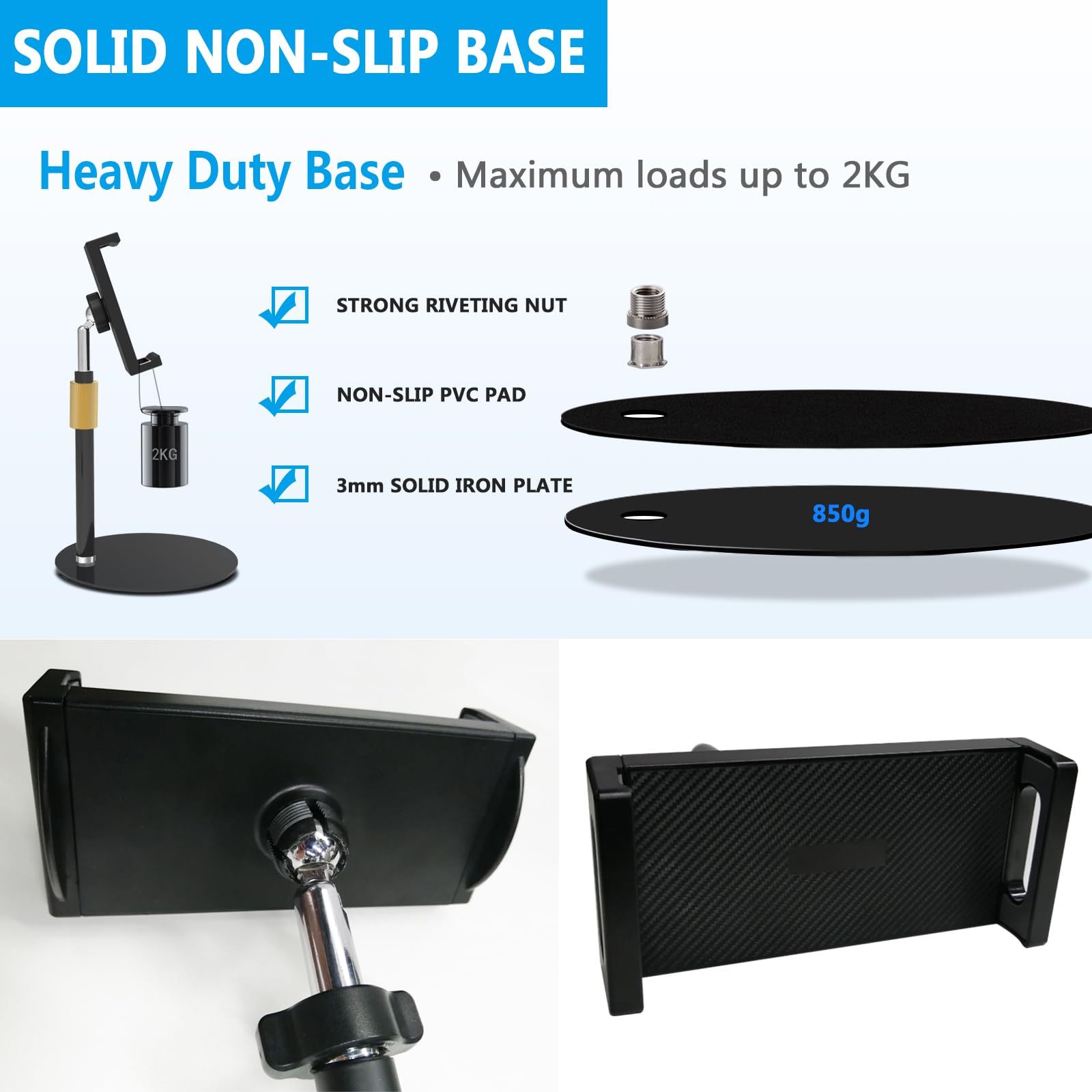 Bimo Tablet Stand Holder For Ipad,Portable Monitor Stand Holder For 15.6'',17.3'',Adjustable Height And Heavy Base,Compatible Wi