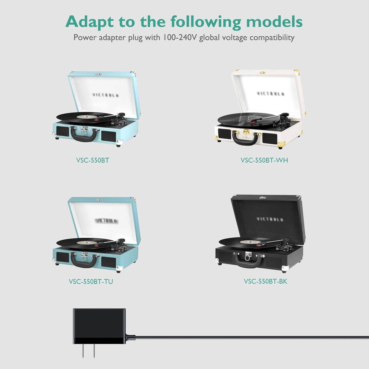 For Victrola Record Player Power Cord, Lnauy Charger Compatible With Nostalgic Vsc 550Bt Vsc550Bt Vsc 550Bt Tu Vsc 550Bt Bk Vsc