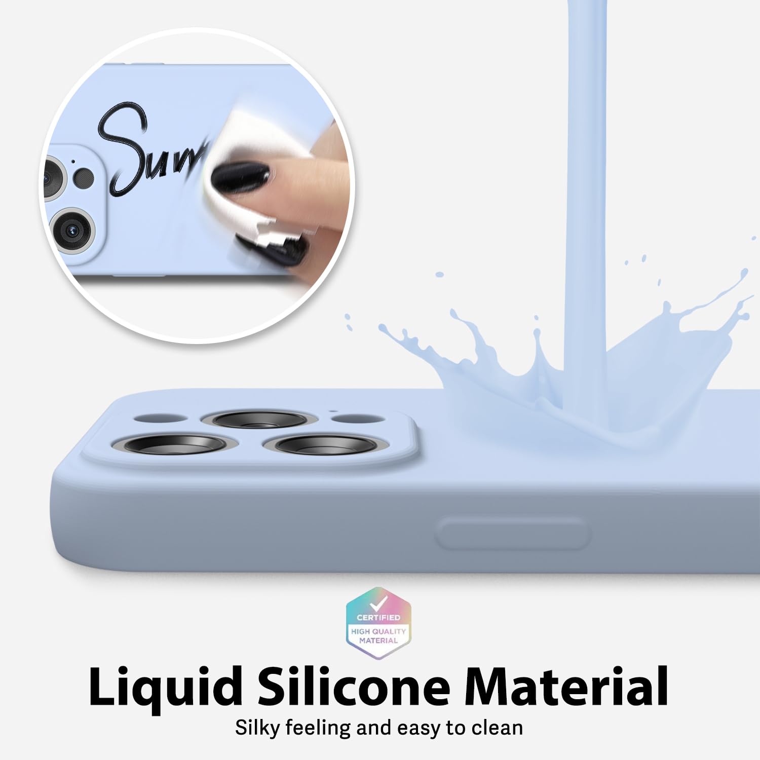 Oakxco For Iphone 15 Pro Phone Case Phone Case Liquid Silicone, Thin Slim Soft Rubber Gel Tpu Plain Simple Cover For Women Girl