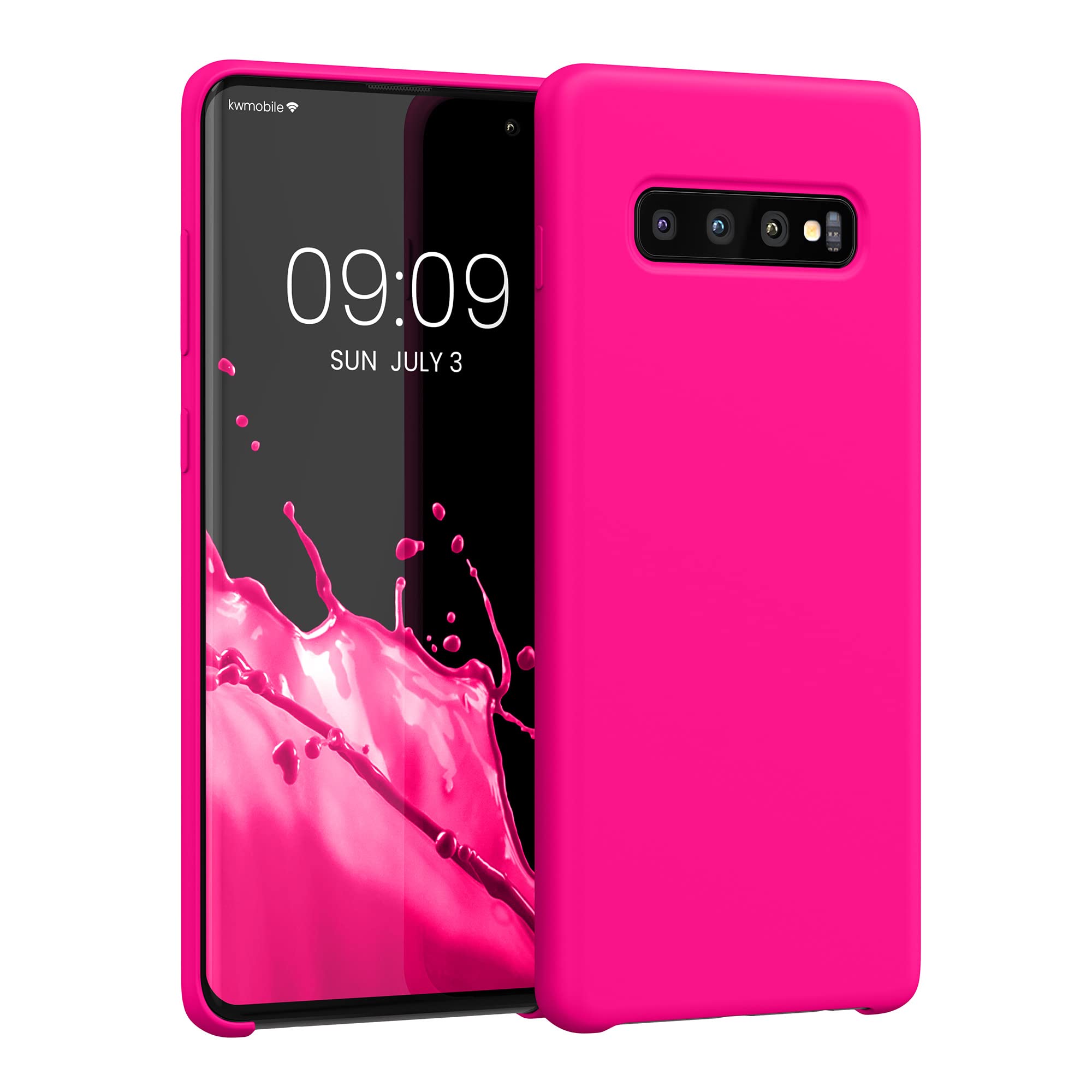 kwmobile Case Compatible with Samsung Galaxy S10 Plus / S10+ Case - TPU Silicone Phone Cover with Soft Finish - Neon Pink