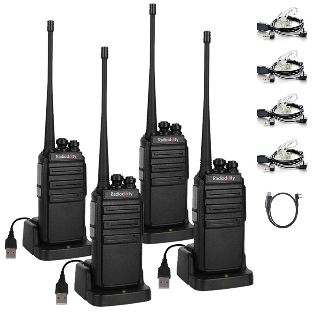 4 Pack Radioddity Ga 2S Long Range Walkie Talkies For Adults Uhf Two Way Radio Rechargeable With Micro Usb Charging + Usb Deskto
