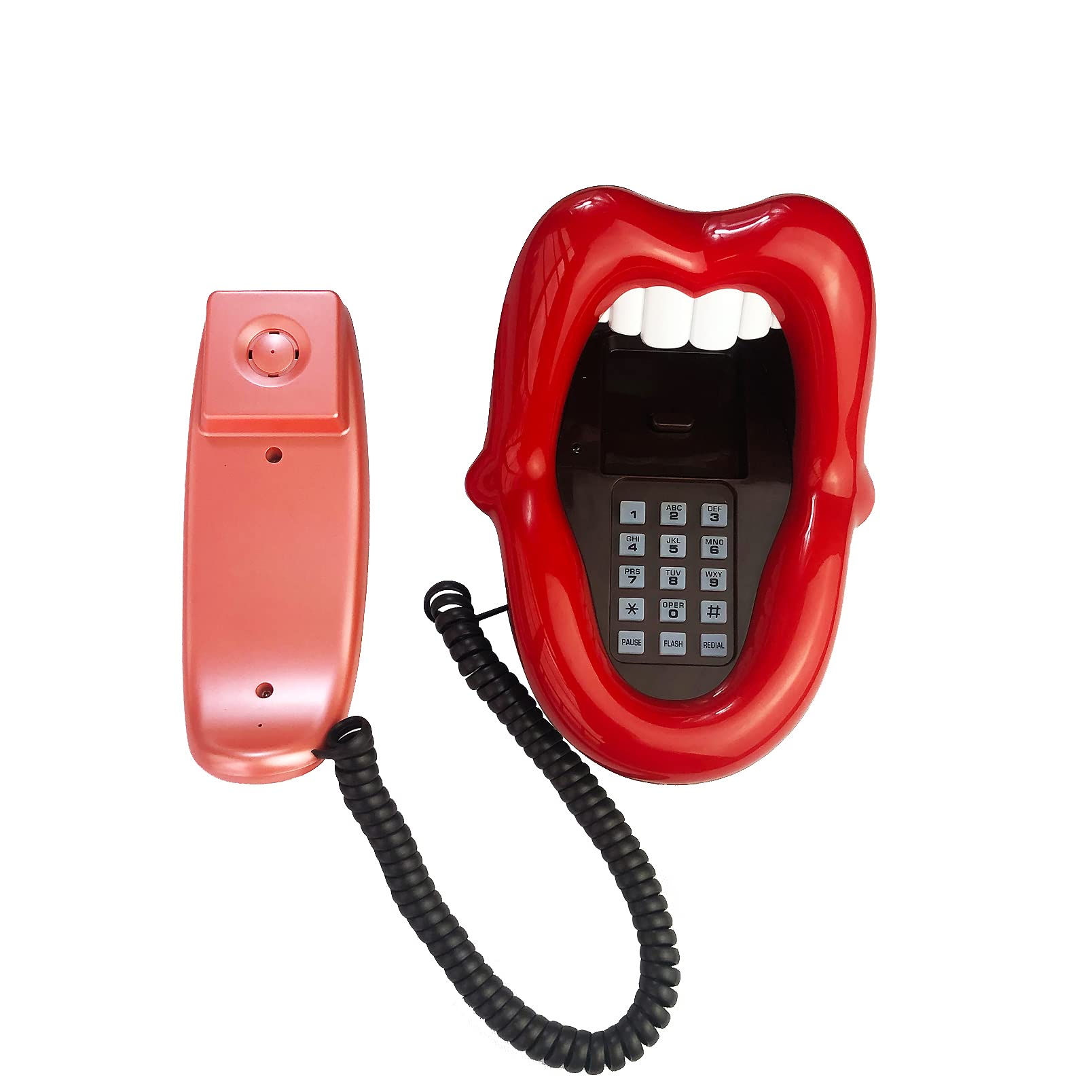 Telpal Landline Phones For Home, Red Mouth Telephone, Novelty Big Tongue Phone, Wired Funny Lip Phone Gift, Cartoon Shaped Real
