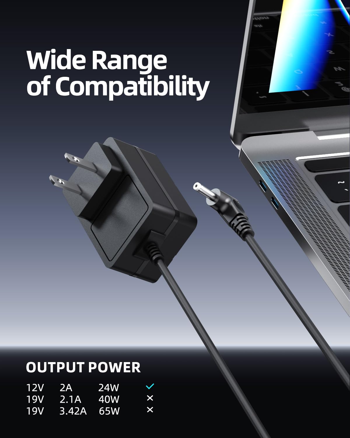 Ul Certified 12V 2A Charger Fit For Gateway Laptop   (For Gwtc116 2Bl,Gwtn156 11Bk,Gwnc21524 Blgwtc116 2Bk,N11Sp3 Gwtn133 Gwtn14