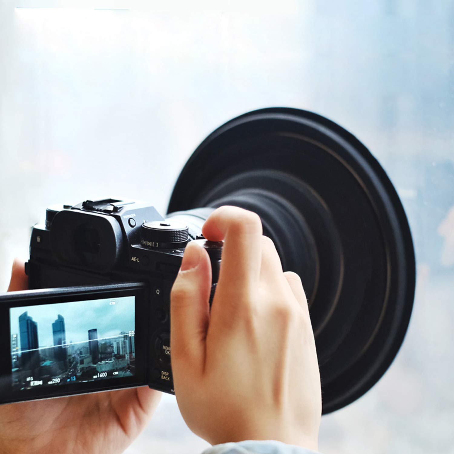 Stseetop Camera Lens Hood Collapsible Reversible Filter Thread Rubber Digital Lens Hood Dslr Lens Cap Shade (For 70 90Mm Lens)