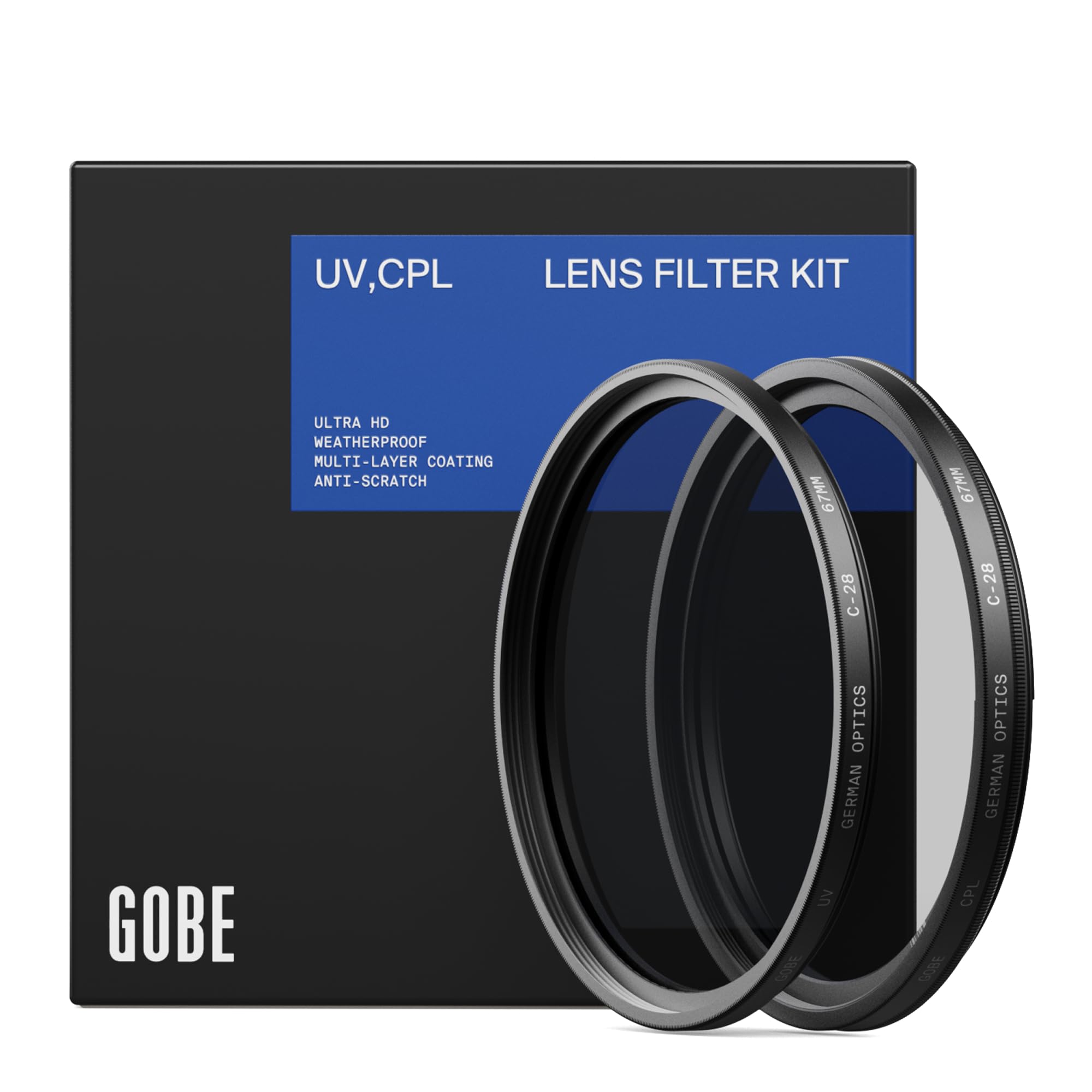 Gobe 43mm UV + Circular Polarizing (CPL) Lens Filter Kit (Pro)