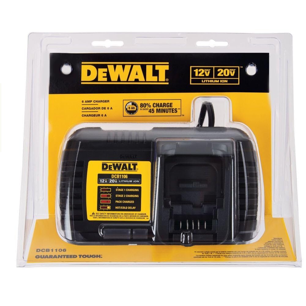 Dewalt 12V Max*/20V Max*/Flexvolt 6 Amp Charger (Dcb1106)