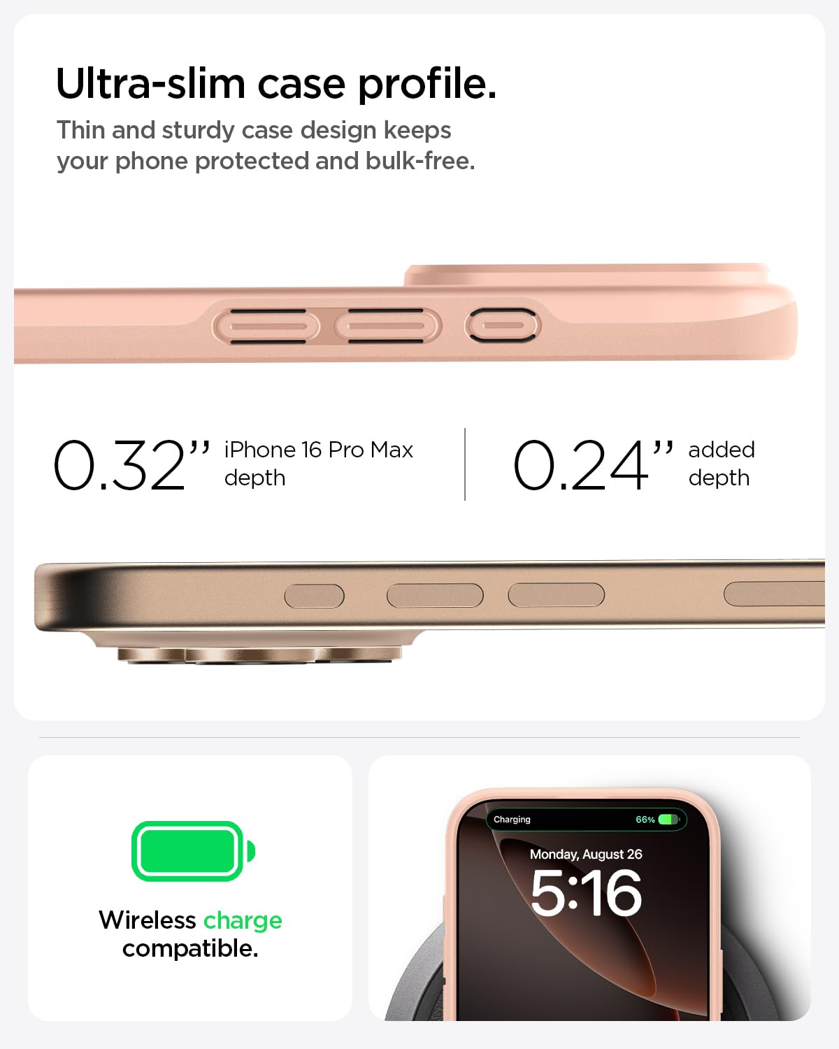 Spigen Thin Fit Magfit Designed For Iphone 16 Pro Max Case [Hard Shell] [Military Grade Protection] Compatible With Magsafe   Ro