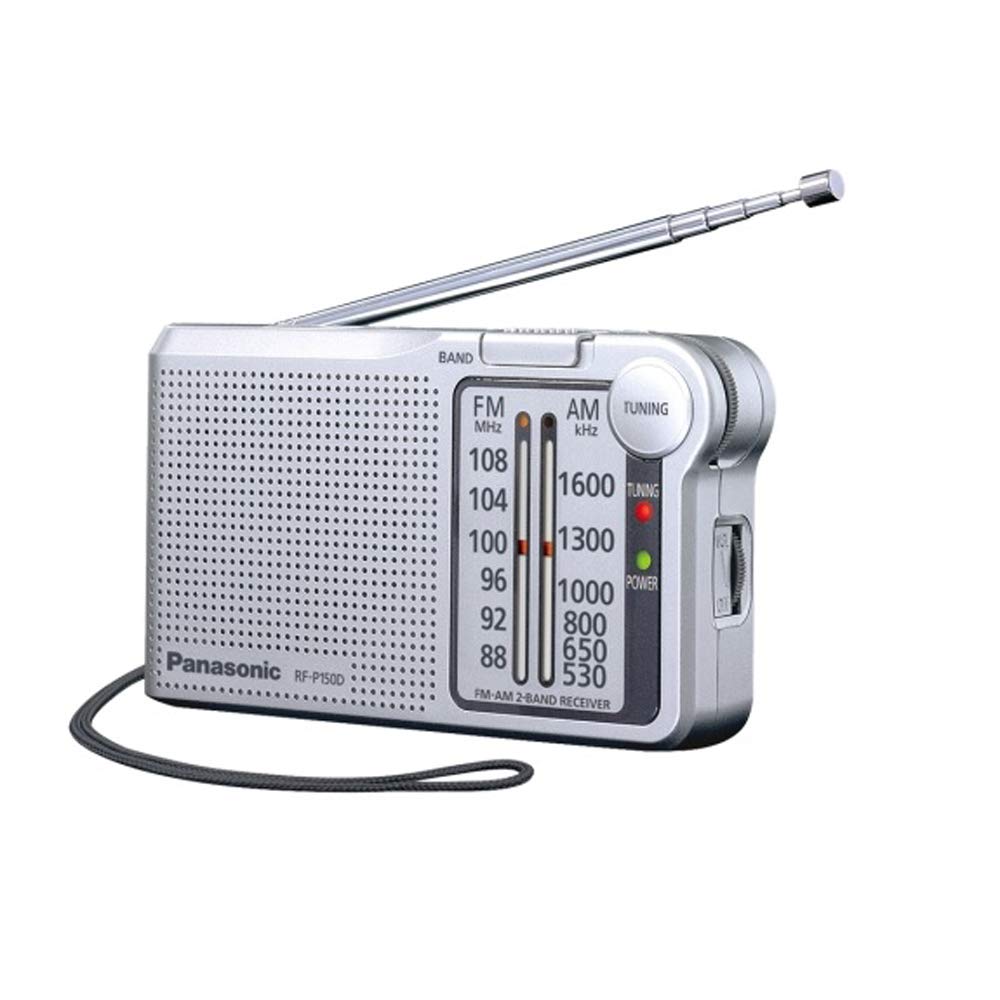 Panasonic RF-P150DEG-S Pocket FM/AM Radio with Digital Tuner, Auto Frequency Control, Large Dial Scale, Fluorescent Pointer, Bat