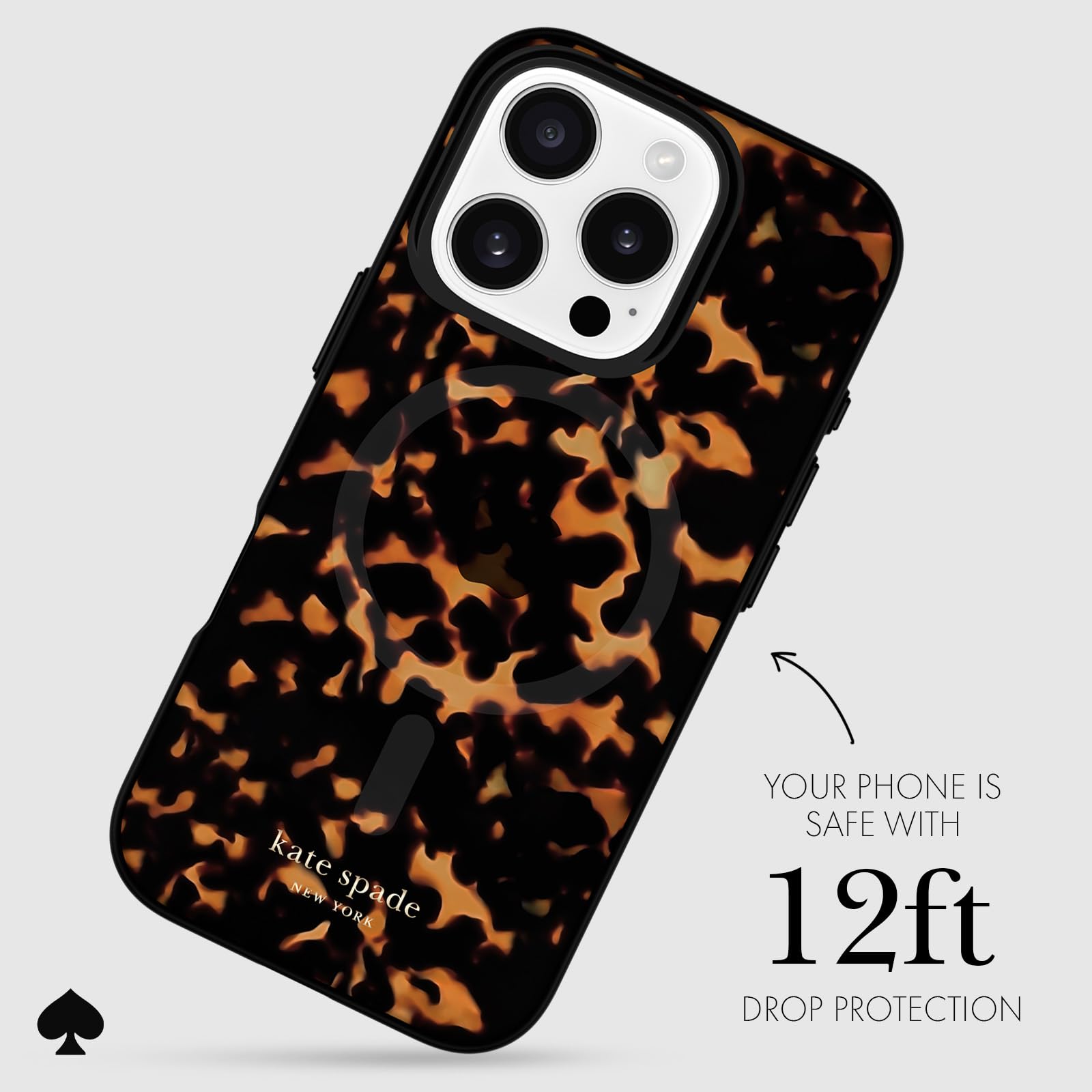 Kate Spade New York Iphone 16 Pro Case   Compatible With Magsafe   Designer Phone Case   Tortoise