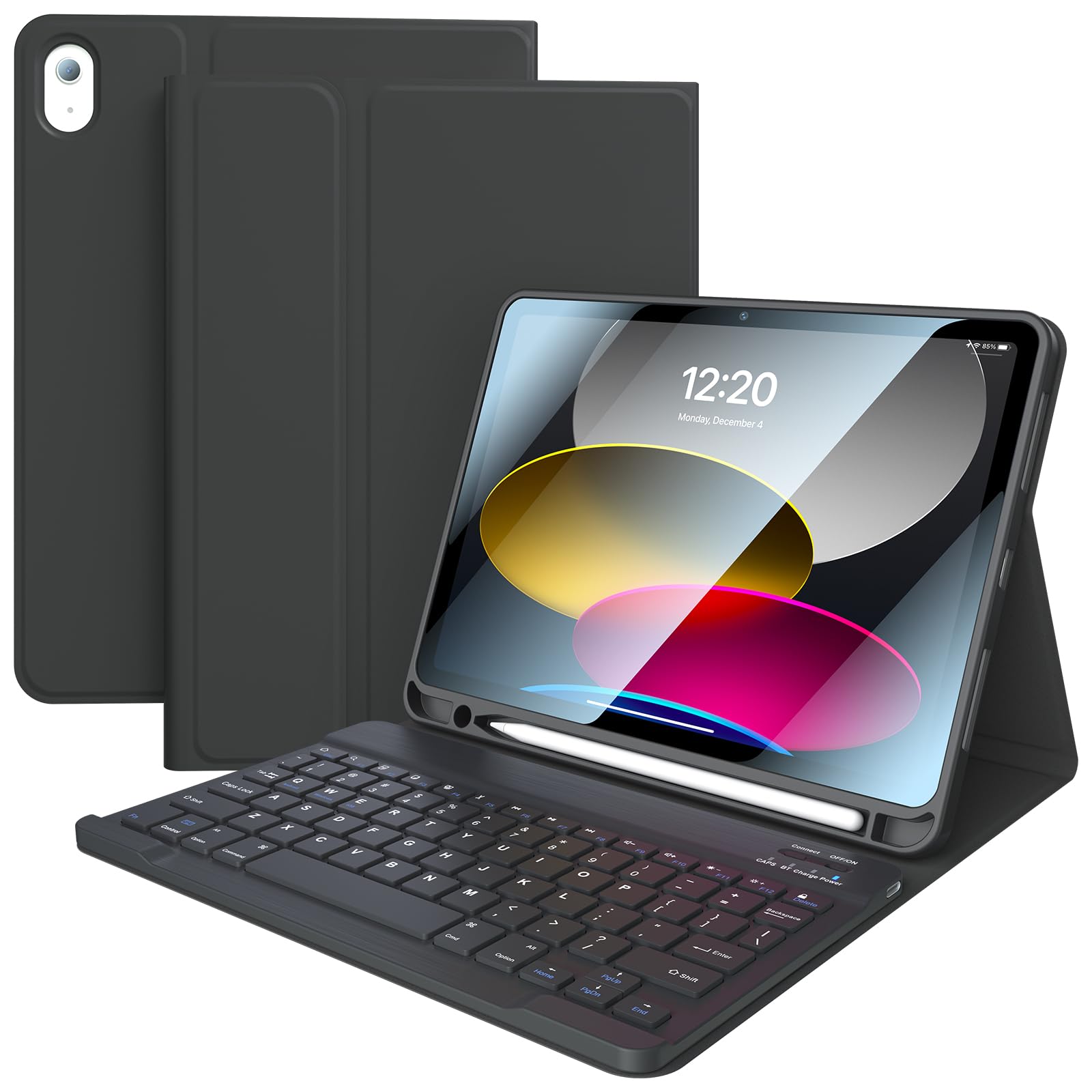 FGZZROU iPad 10th Generation Case with Keyboard (10.9, 2022) Smart Keyboard Folio Cover with Pencil Holder Detachable Wireless B