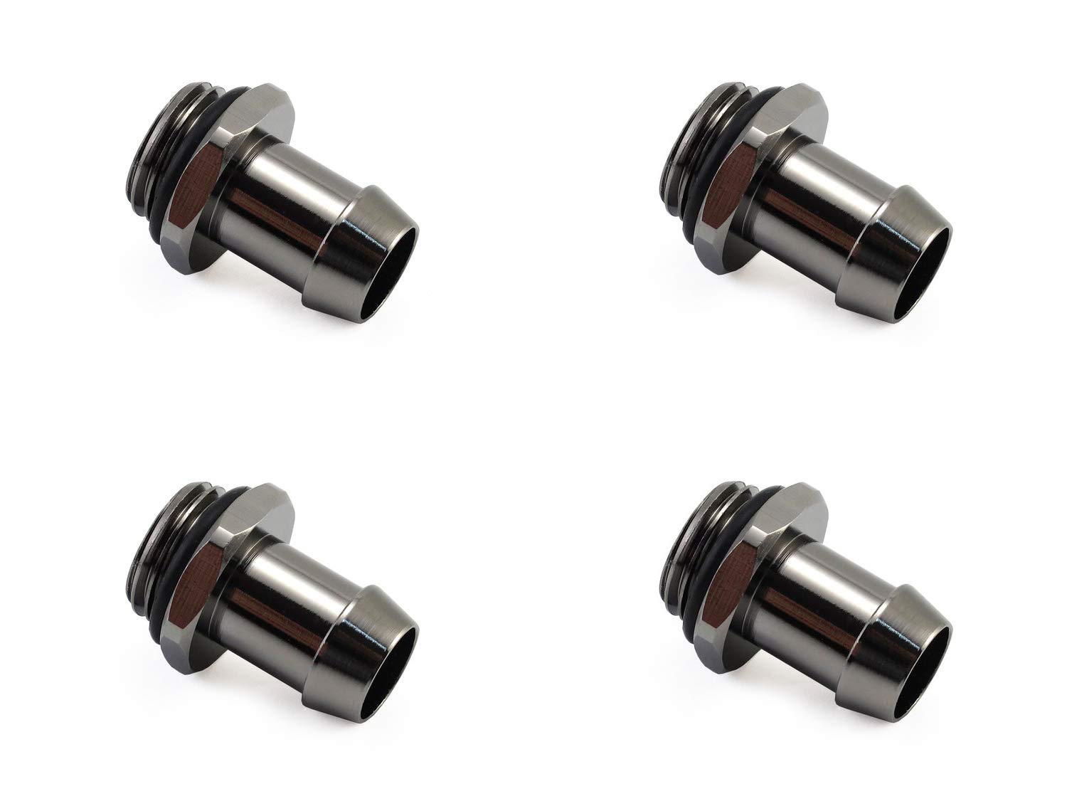 XSPC G1/4 to 3/8 Barb Fitting for Soft Tubing, Black Chrome, 4pack