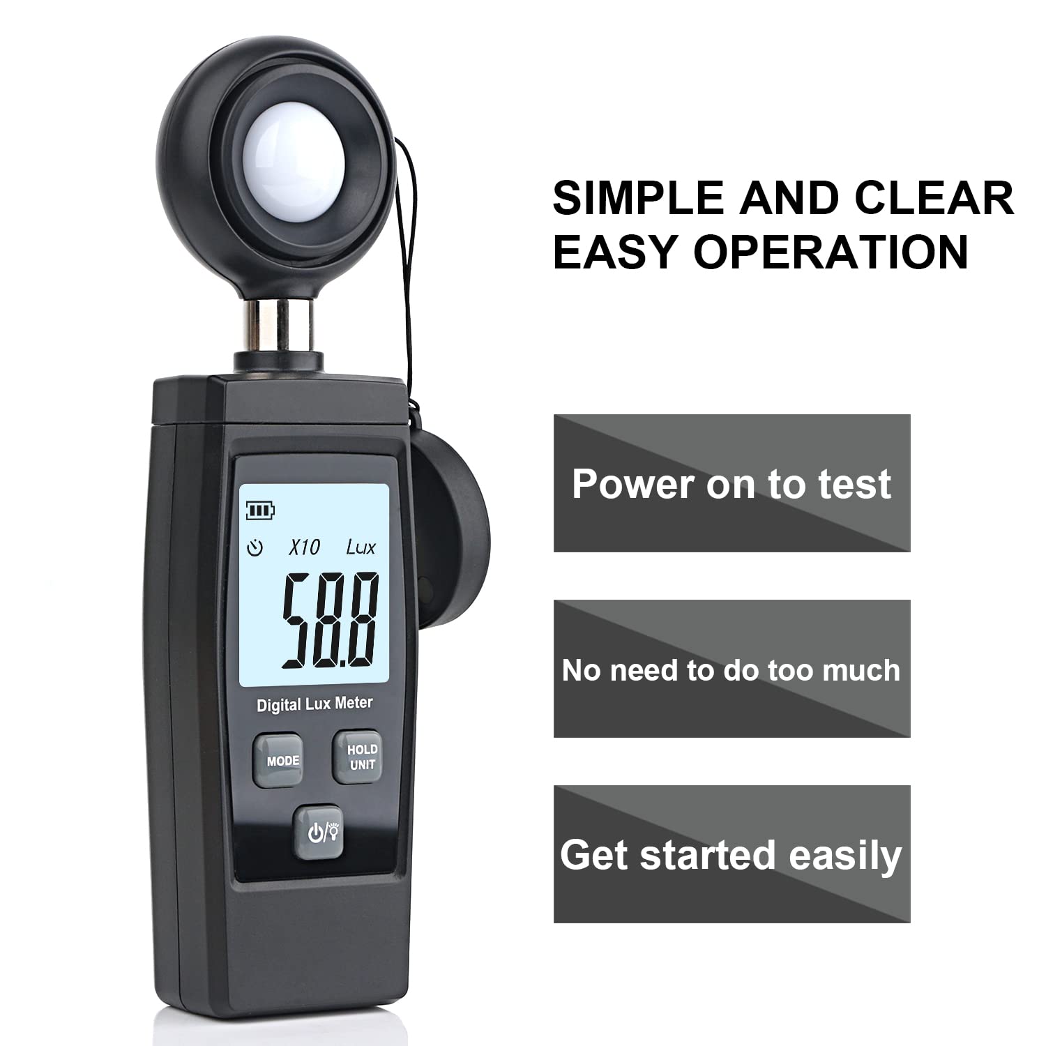 Light Meter, Xrclif Handheld Lux Meter For Ambient Light Intensity Monitoring, Digital Photometer Range Up To 200,000 Lux, Photo