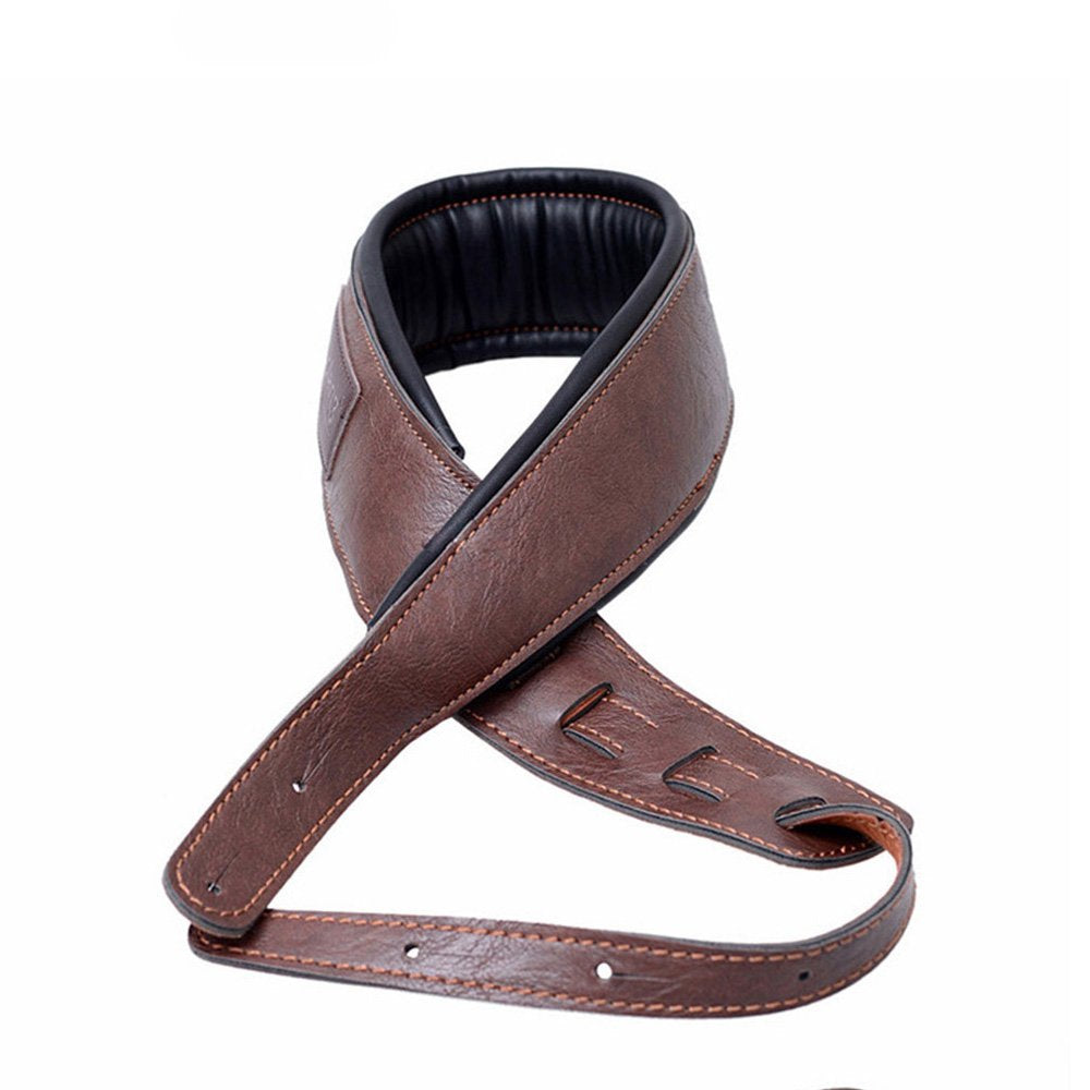 MoonEmbassy Guitar Strap,Soft Leather Guitar Strap&Bass Strap with 3.5 Wide Adjustable Length from 40 to 60 Packed with 2 Pic