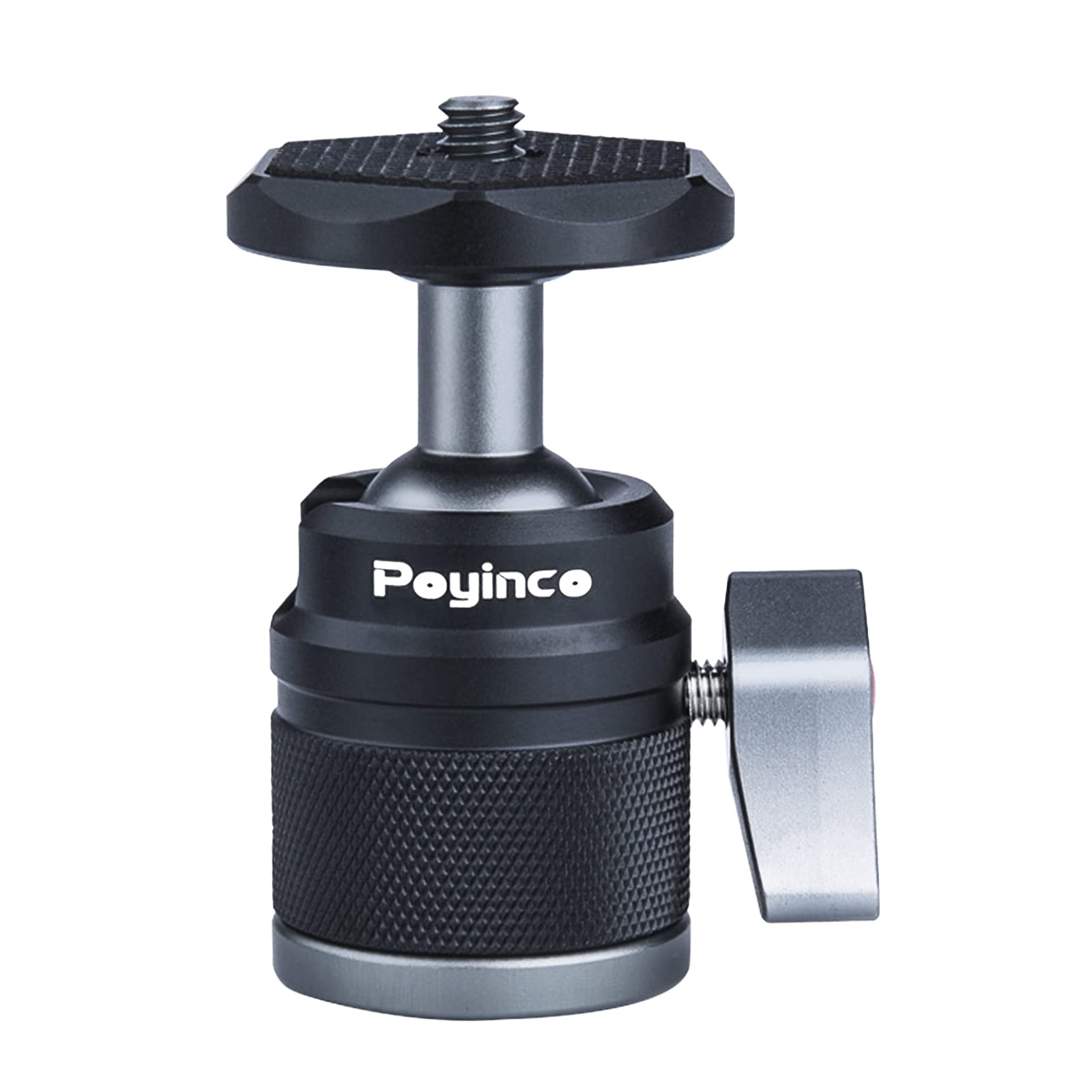 Poyinco Mini Ball Head With 1/4' Screw 3/8' Thread Mount Adapter 360 Degree Rotatable Aluminum Tripod Head For Dslr, Monopod, Phone, Gopro, Camcorder, Max Load 9.9Lbs/4.5Kg