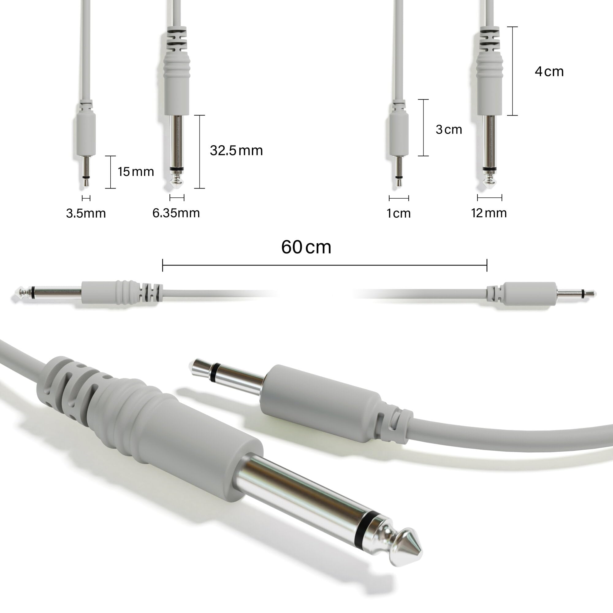 Excelvalley - Mono Patch Cables - Ts 3.5Mm 1/8 To 6.35Mm 1/4 [13-Pack | 45 Cm - 17.72]