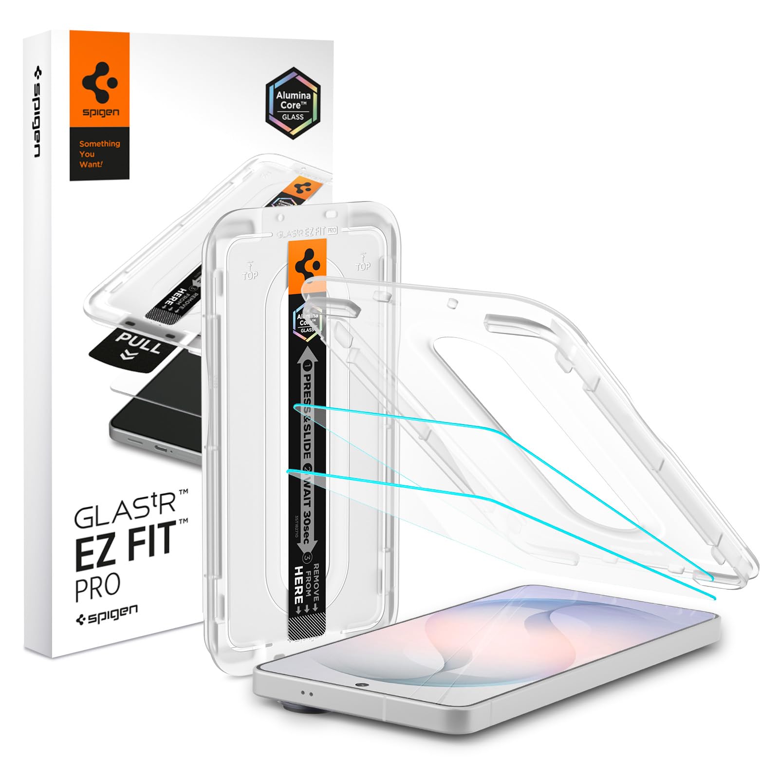 Spigen AluminaCore Screen Protector Tempered Glass [Glas.tR EZ Fit] designed for Galaxy S26 [2 Pack] 10H+ Hardness, Aluminum-Enh