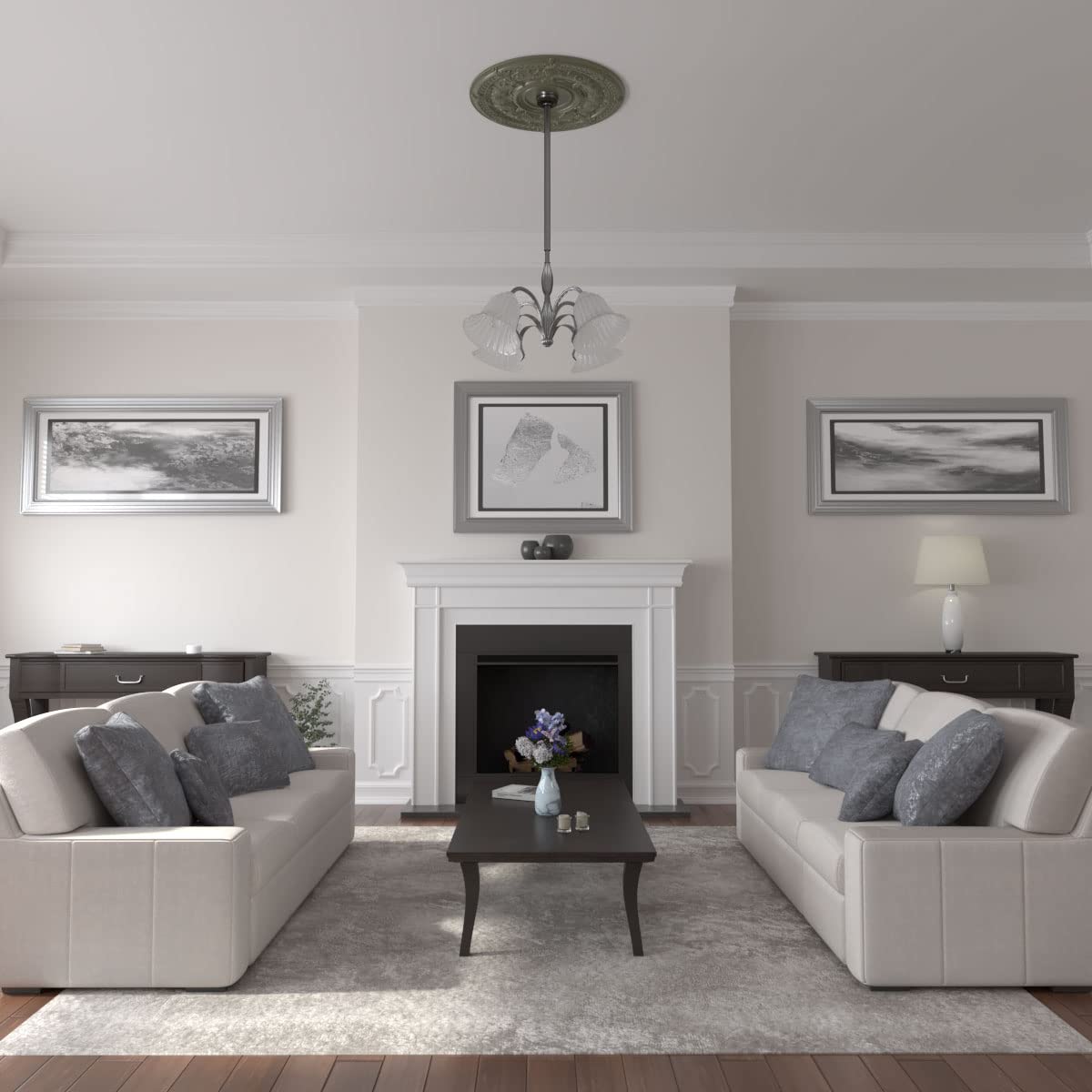 Ekena Millwork Cm33Daptf Dauphine Ceiling Medallion, 33 7/8''Od X 1 3/8''P (Fits Canopies Up To 13 1/4''), Hand Painted Painted