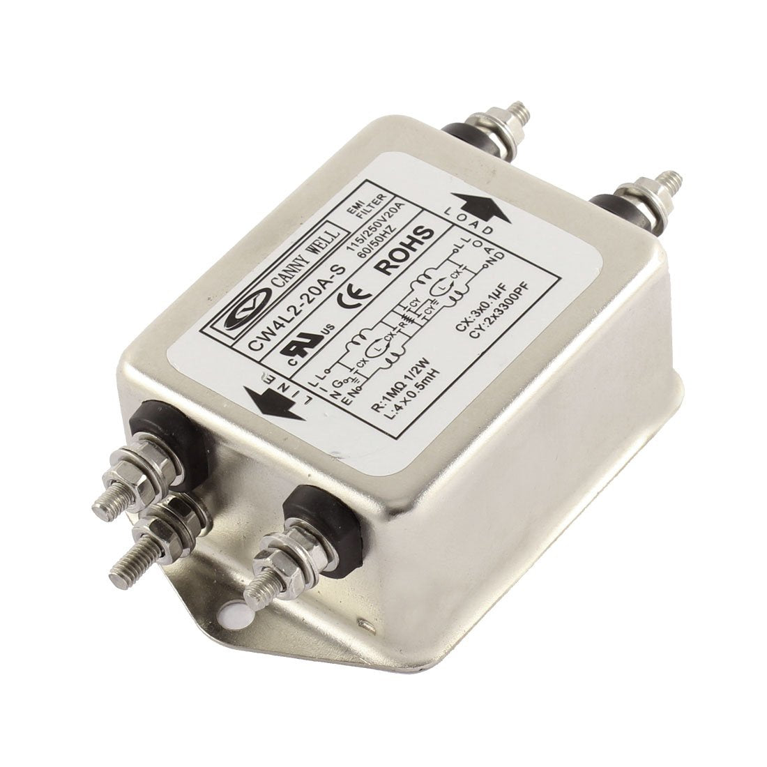 Uxcell Ac 115/250V 20A Cw4L2 20A S Noise Suppressor Power Emi Filter