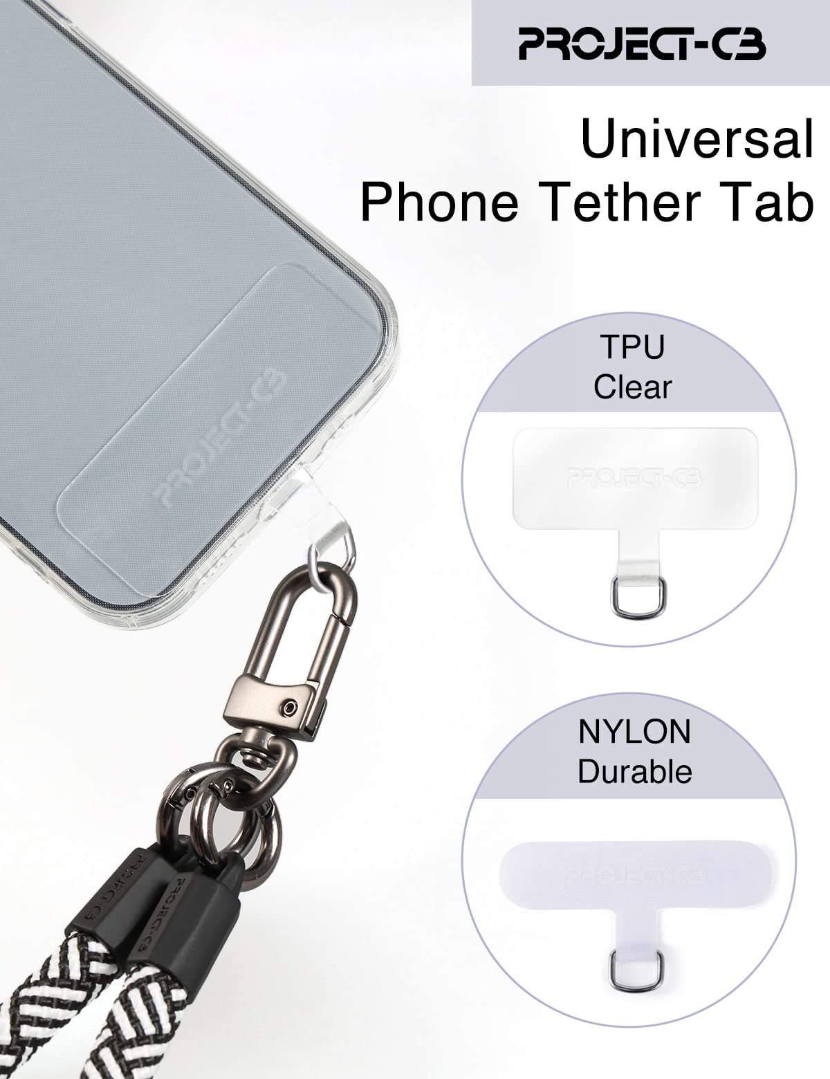 Project Cb Phone Tether Tab 2 Pack,Universal Phone Lanyard Patch Without Adhesive,Phone Strap Replacement Part For Cell Phone (W