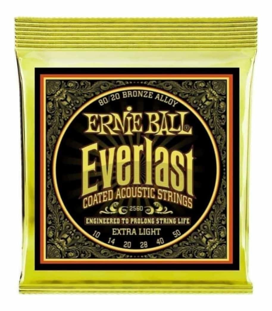 Ernie Ball Everlast Extra Light 80/20 Bronze Acoustic Guitar Strings, 10-50 Gauge (P02560)