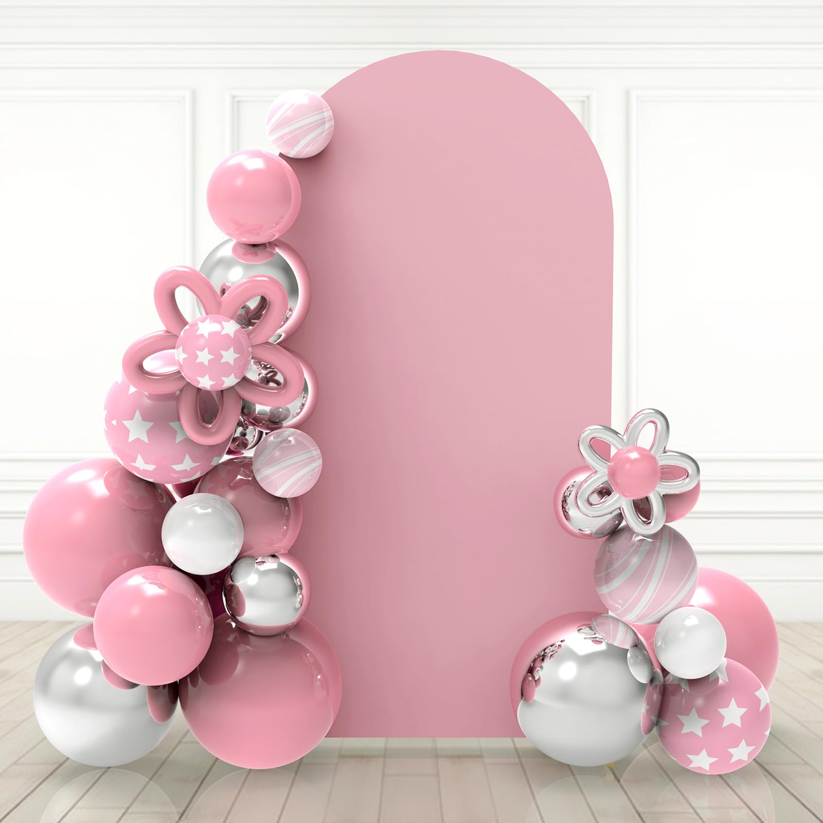 Babenest 5Ft Dusty Pink Wedding Arch Cover, Spandex Fitted Arch Party Cover For Photography, Round Top Chiara Stand Cover For Pa