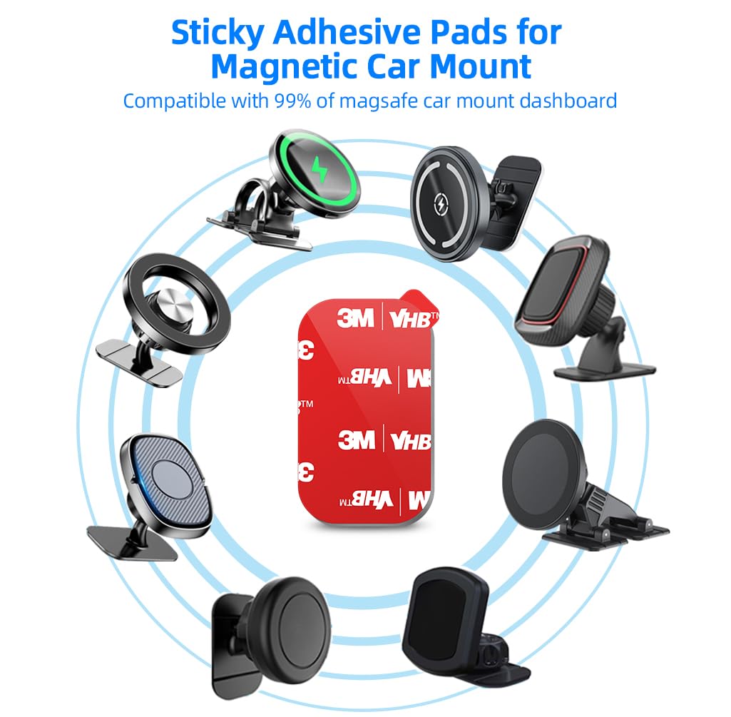 Volport 5 Pack 3M Automotive Double Sided Adhesive Tape, Heavy Duty 3M Sticky Pads For Magnetic Car Phone Mount Dashboard, Adhes