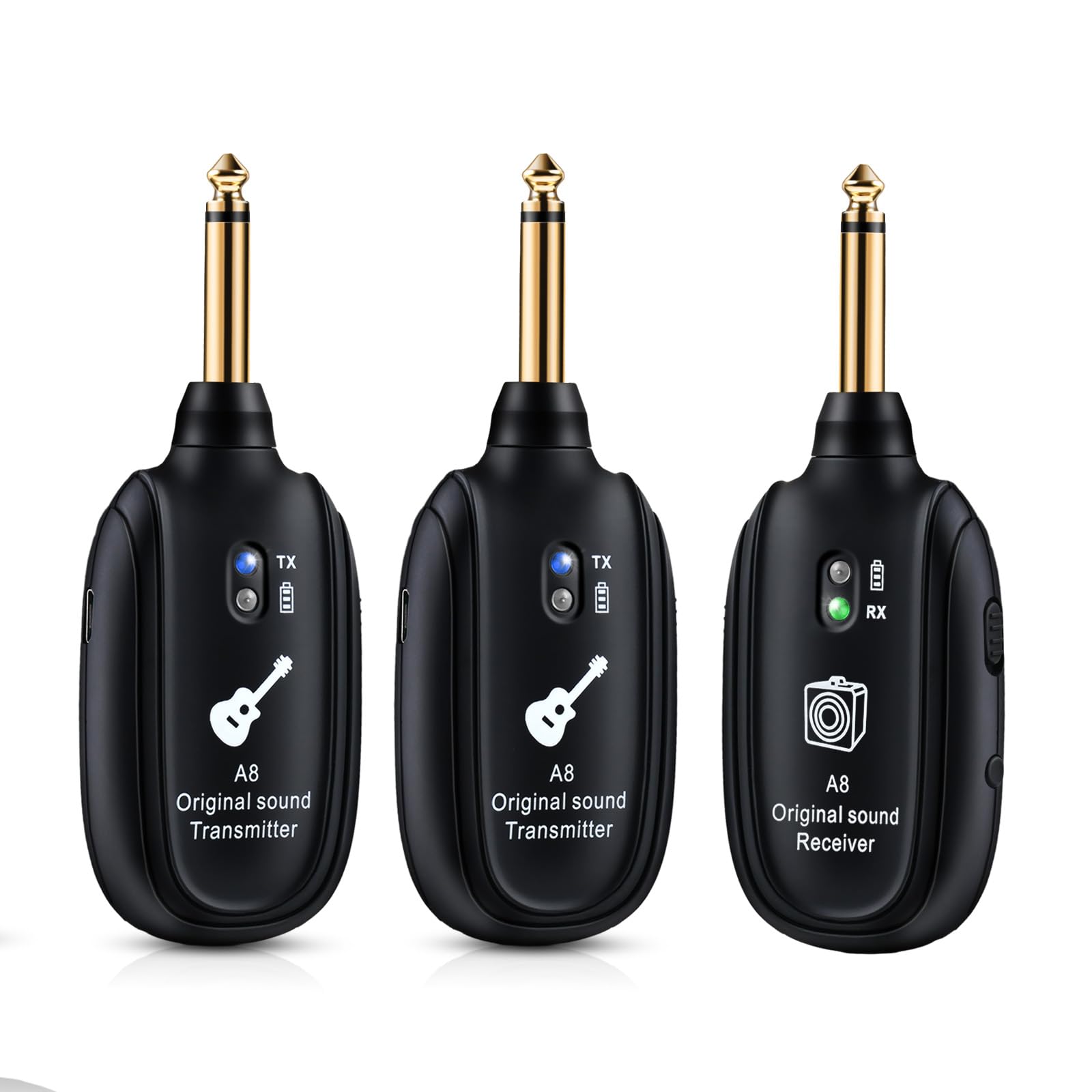 INGPARTNER Wireless Guitar System UHF 2 Modes, Rechargeable Li-Battery, 100ft Range, Plug & Play for Guitar, Bass, Violin, Keybo