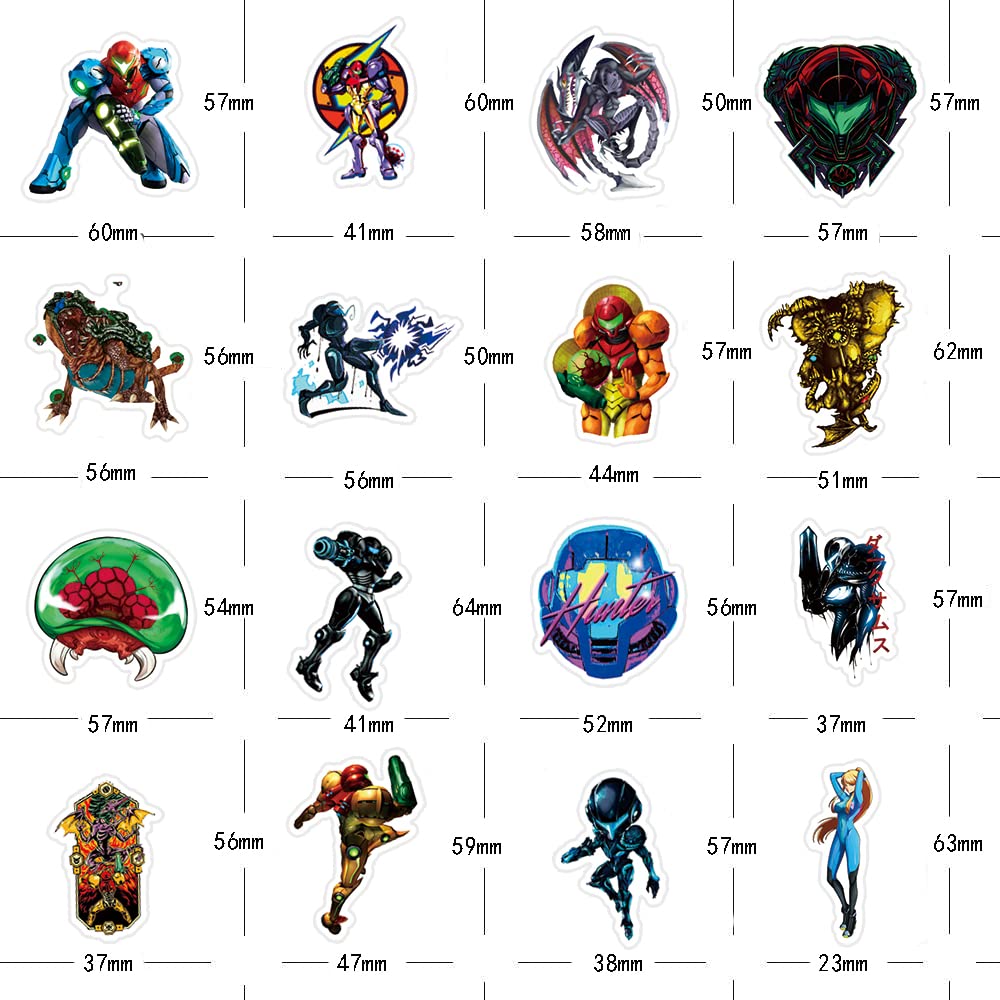 50Pcs Metroid Merchandise Stickers Pack, Cool Game Vinyl Waterproof Stickers For Water Bottles,Laptop,Skateboard,Phone,Computer,